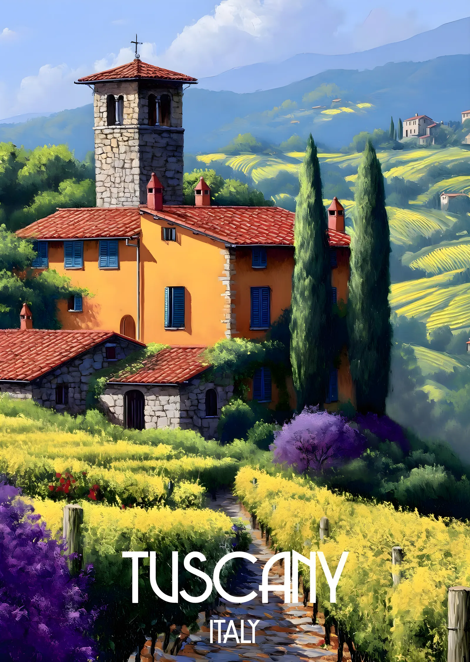 Tuscany Manzara metal tablo