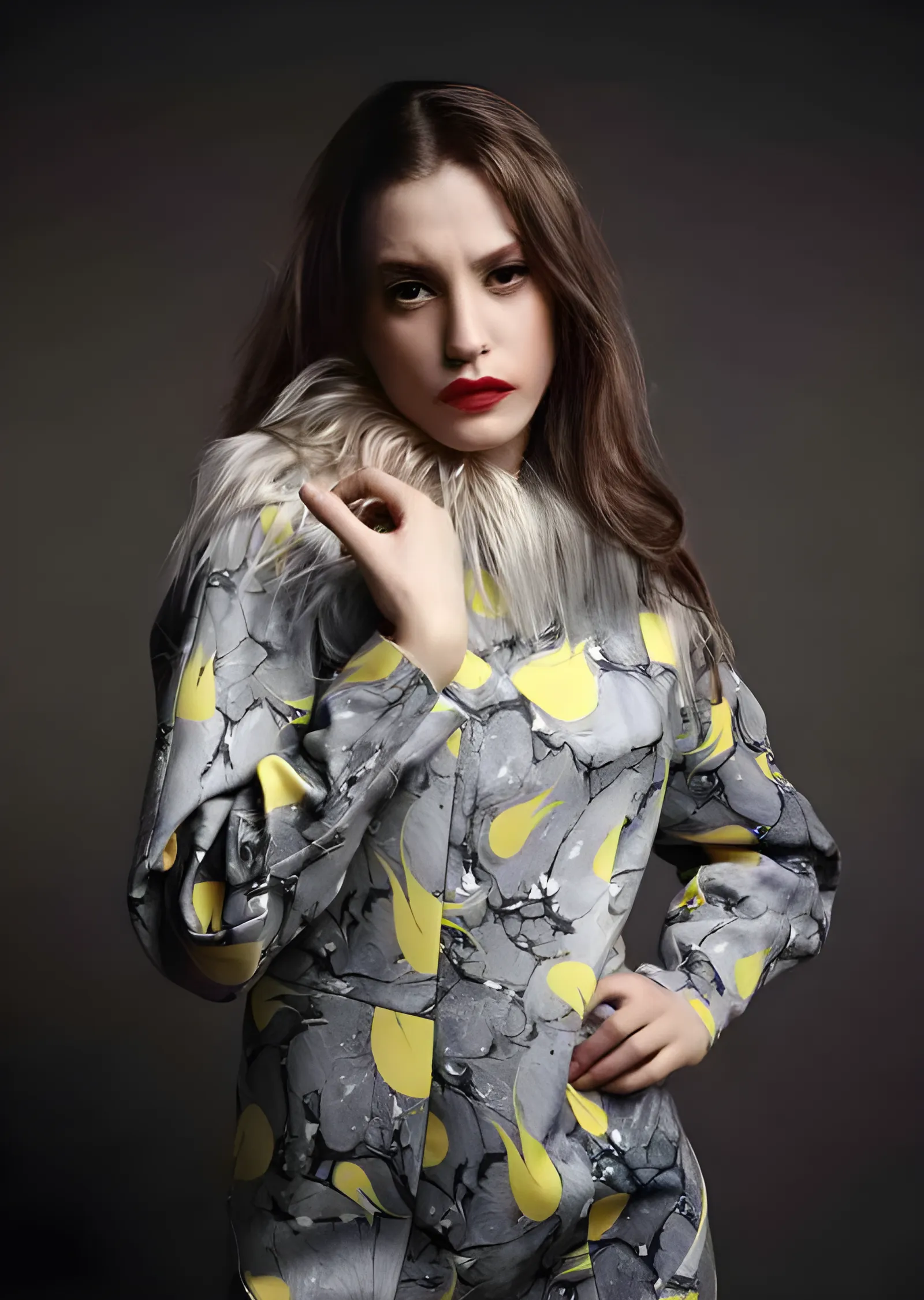 Serenay Sarıkaya - Ebru Desenli Ceket metal tablo