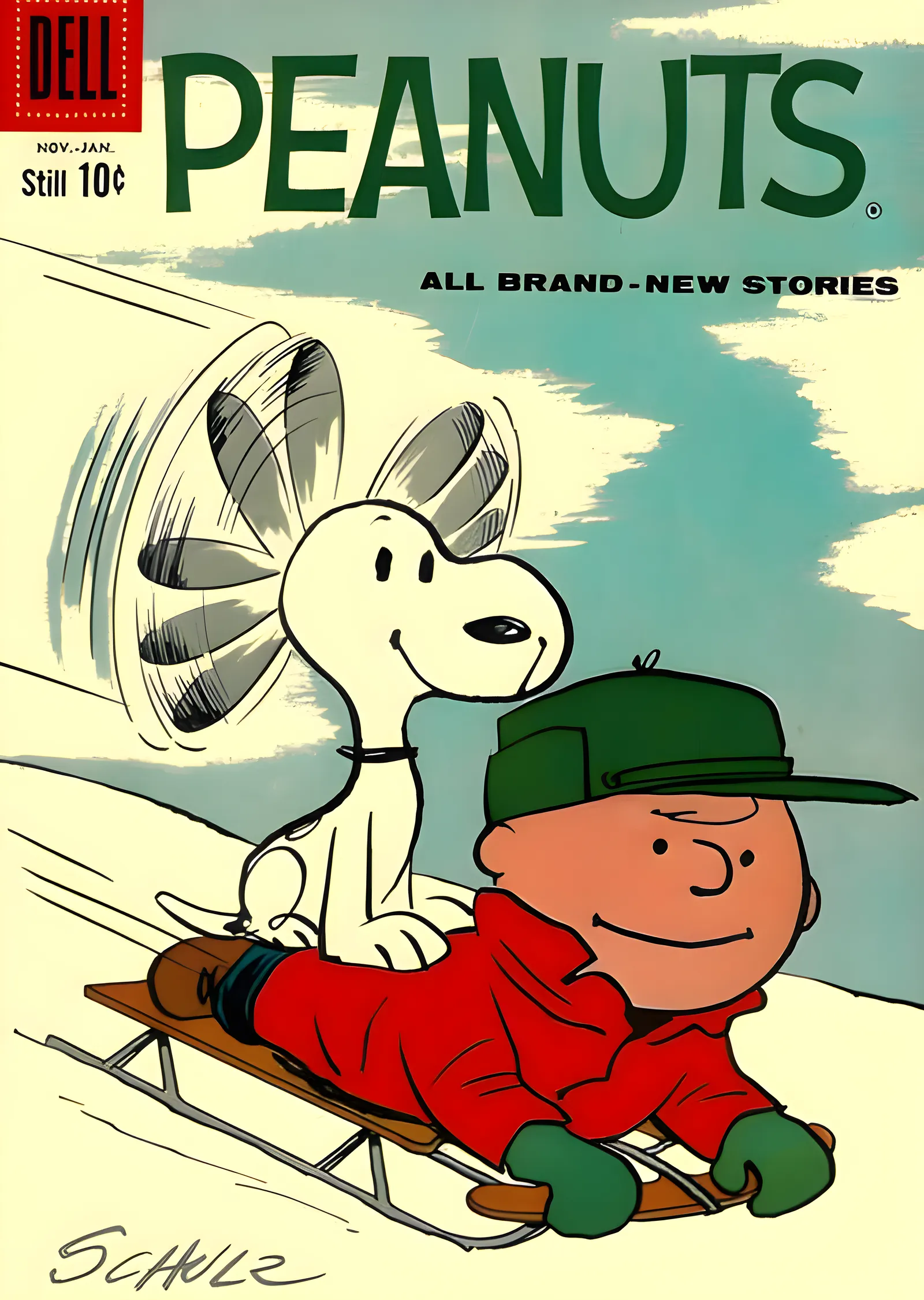 Peanuts - Kızak metal tablo