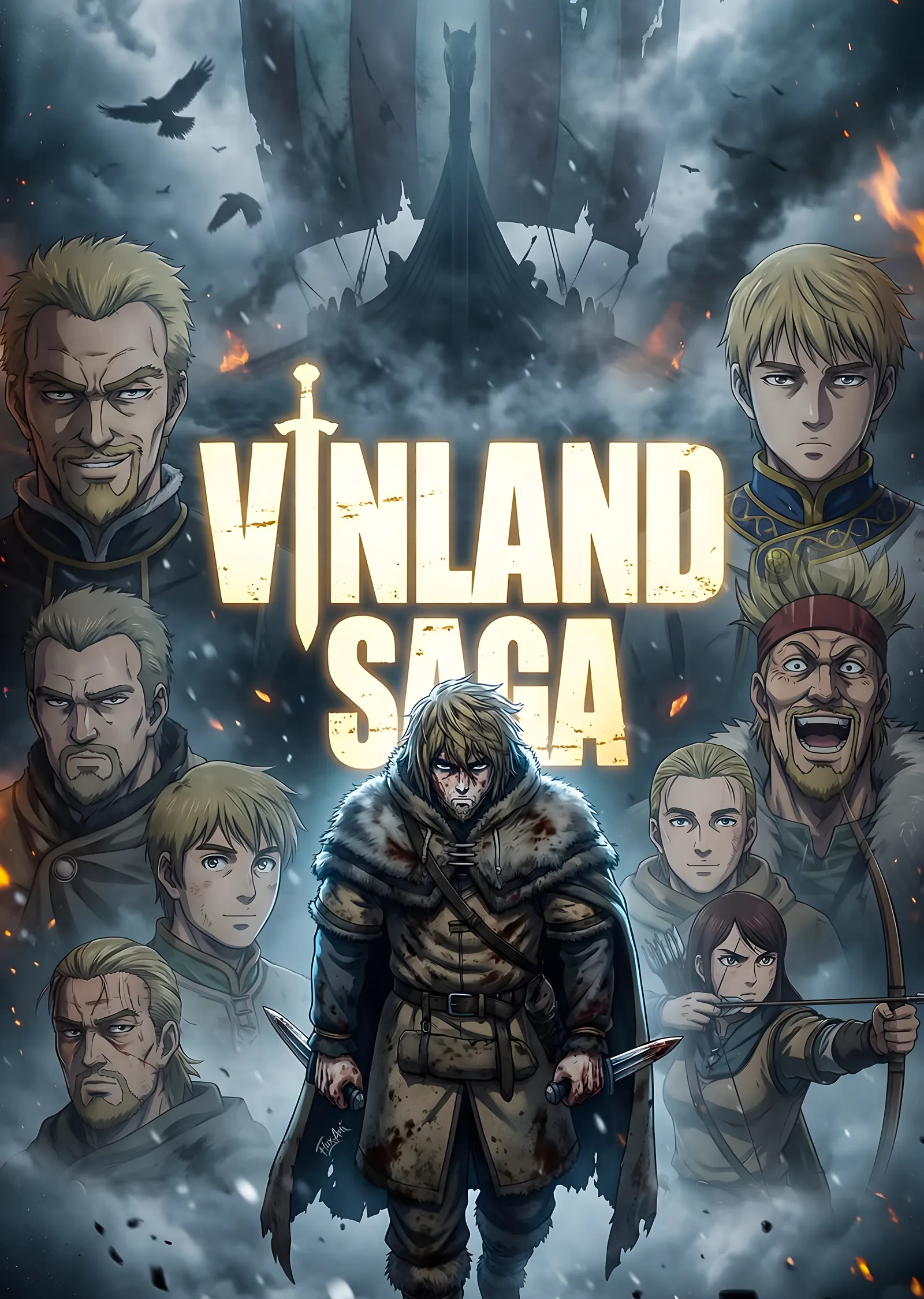 Vinland Saga: Viking Kadrosu Afişi metal tablo