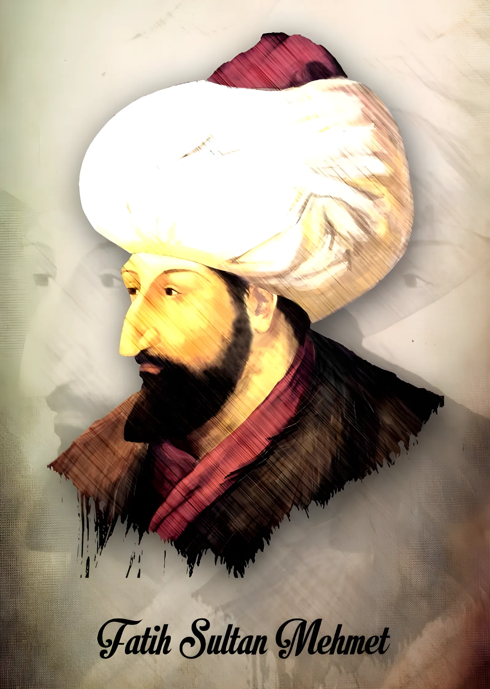Fatih Sultan Mehmet: Sarık Portresi metal tablo