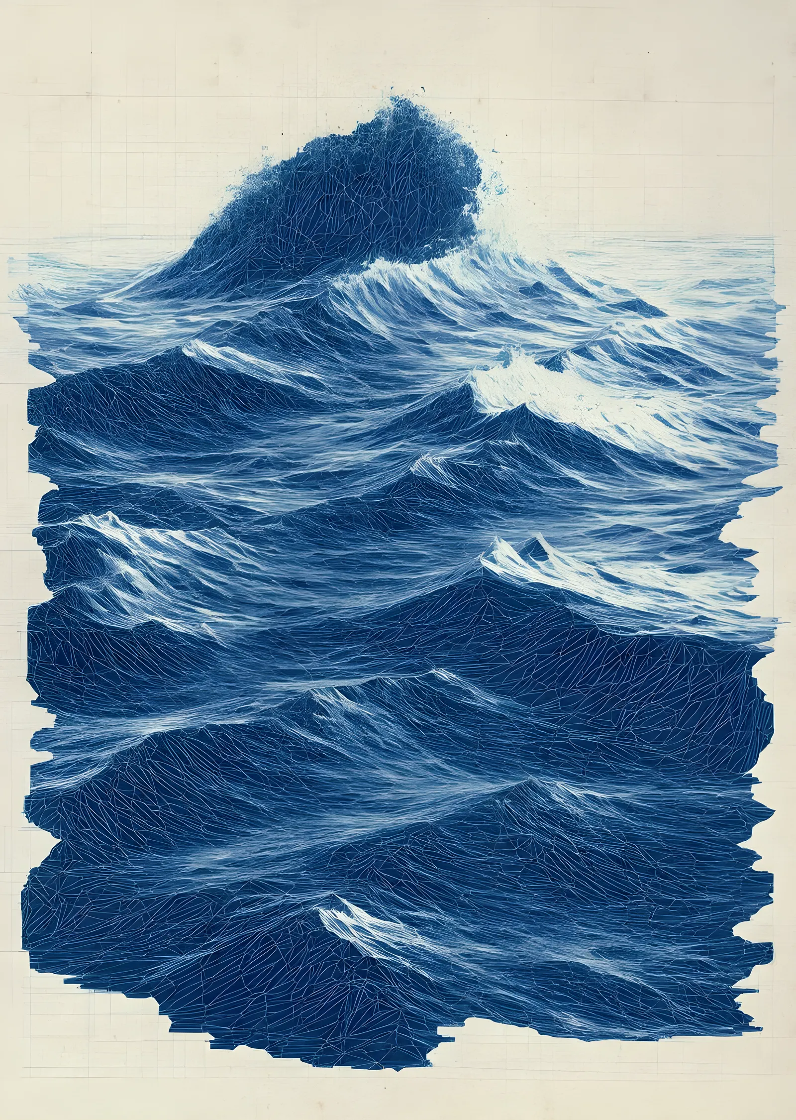 Mavi Dalgalar metal tablo