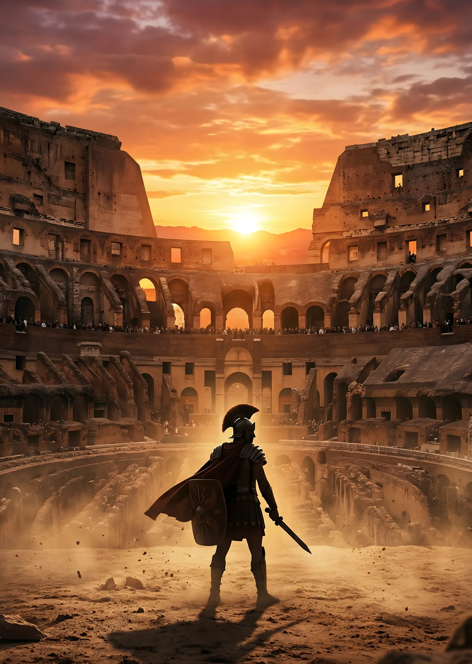 Gladiatörün Colosseum Sahnesi metal tablo