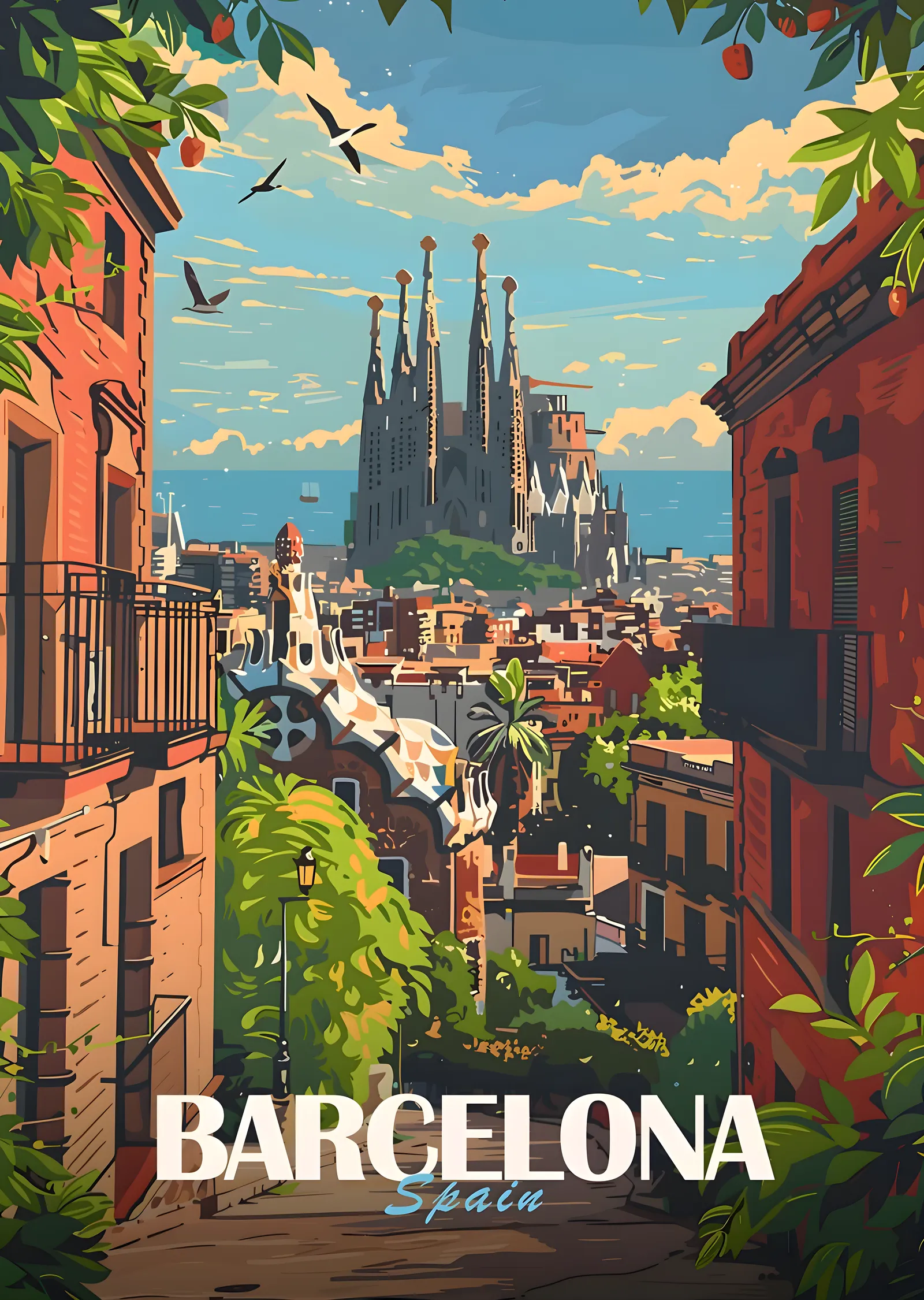 Barcelona Sagrada Familia Manzara metal tablo