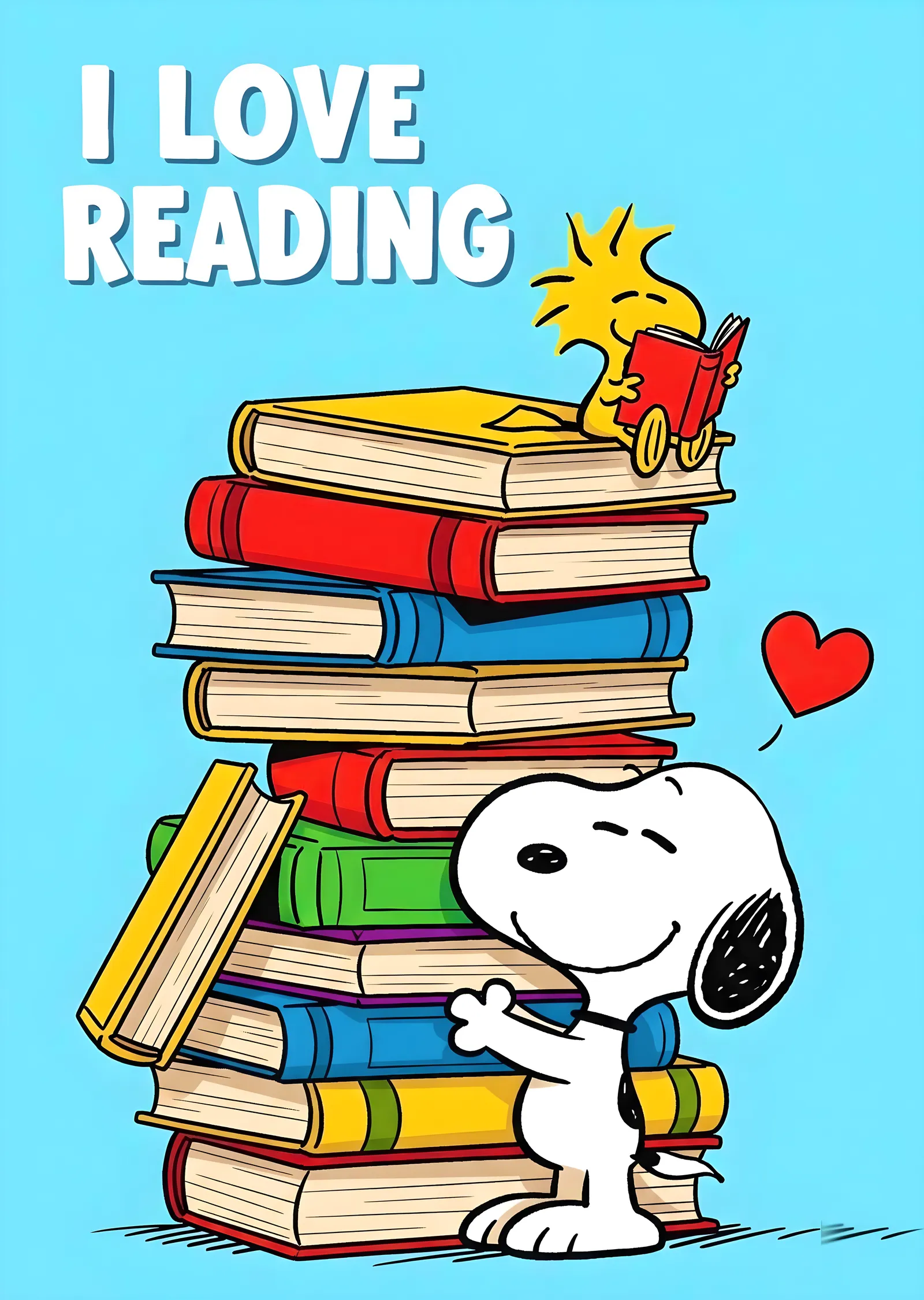 Snoopy - I Love Reading metal tablo
