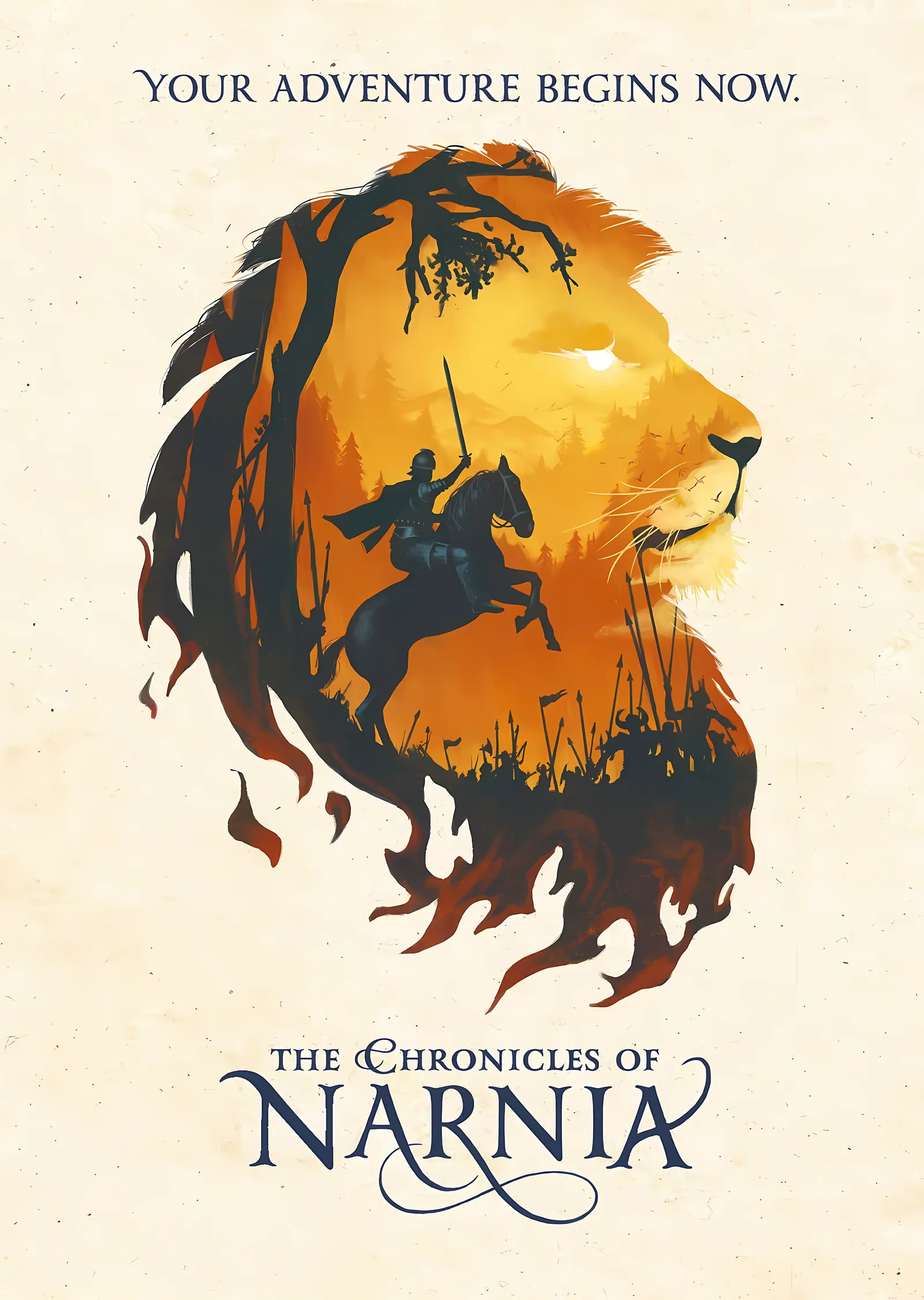 The Chronicles of Narnia - Aslan: Turuncu Silüet metal tablo