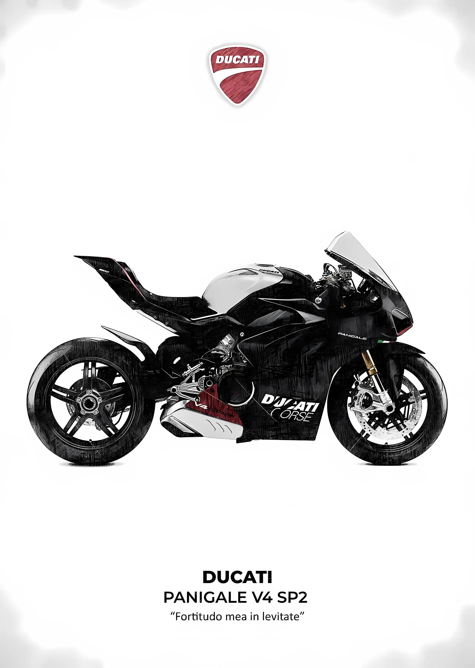 Ducati Panigale V4 SP2 - Beyaz Zemin metal tablo