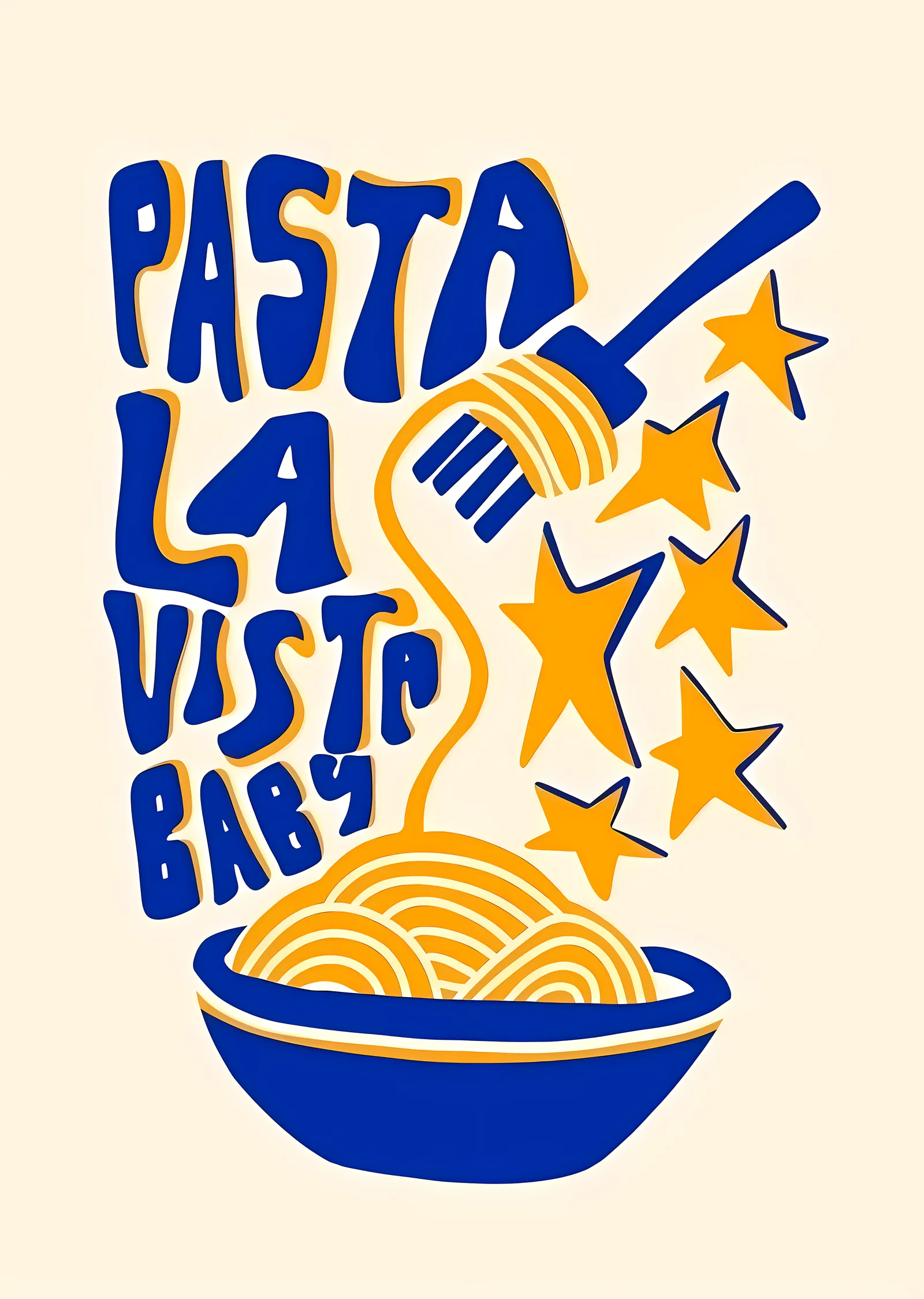Turuncu ve Lacivert Renkli Makarna Tasarımı - Pasta La metal tablo
