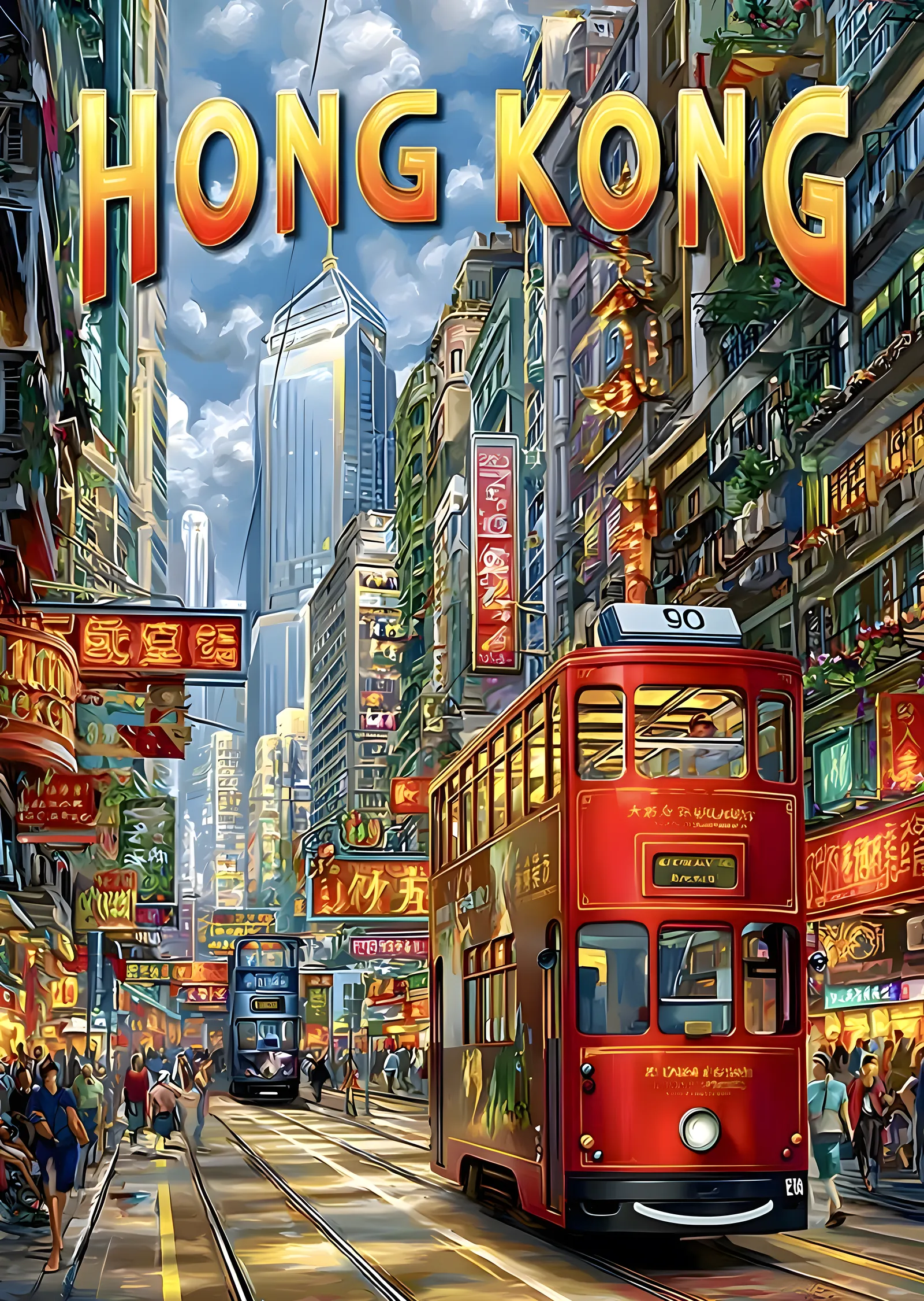 Hong Kong Tramvayı metal tablo