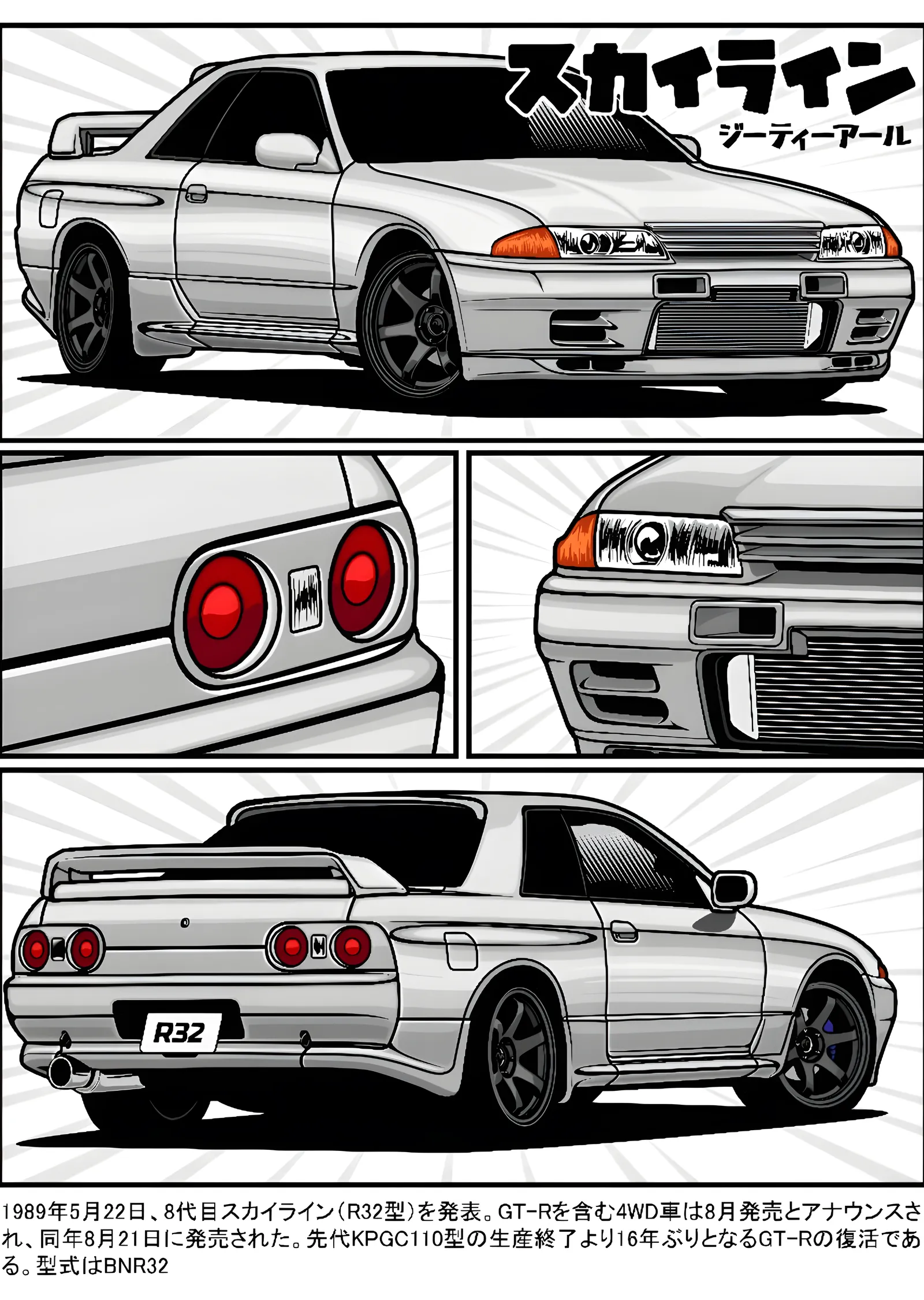 Nissan Skyline GT-R R32 - Teknik Panel metal tablo