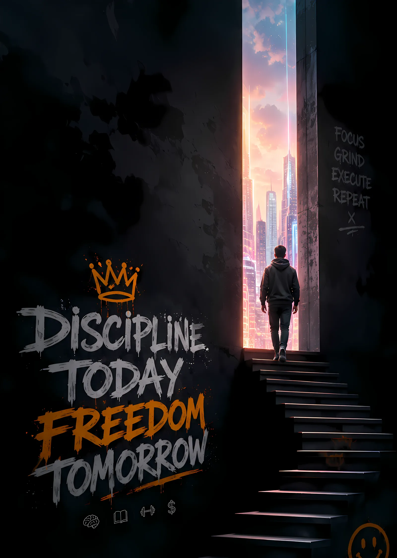 Discipline Today Freedom Tomorrow metal tablo