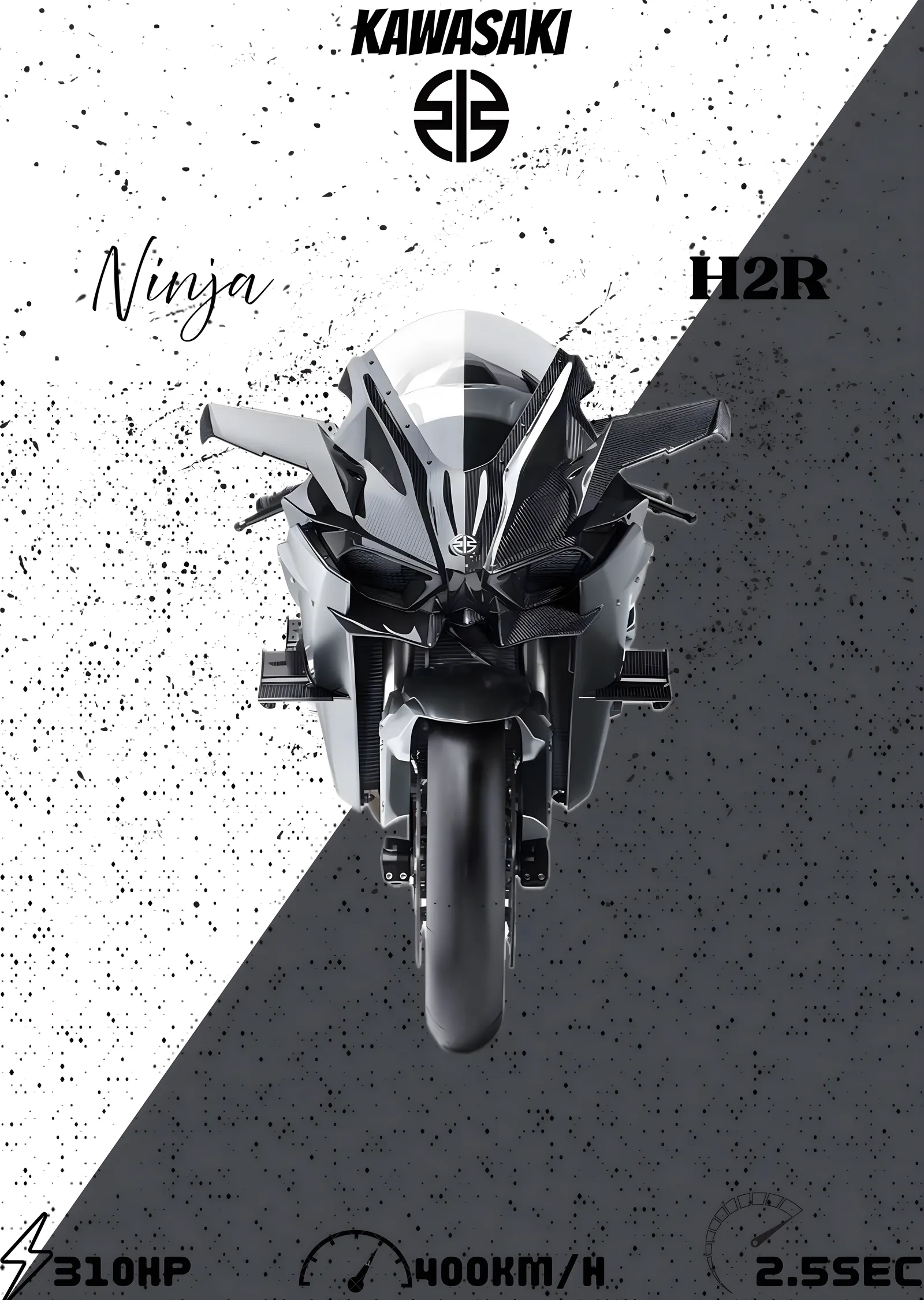 Kawasaki Ninja H2R - Önden Görünüm metal tablo