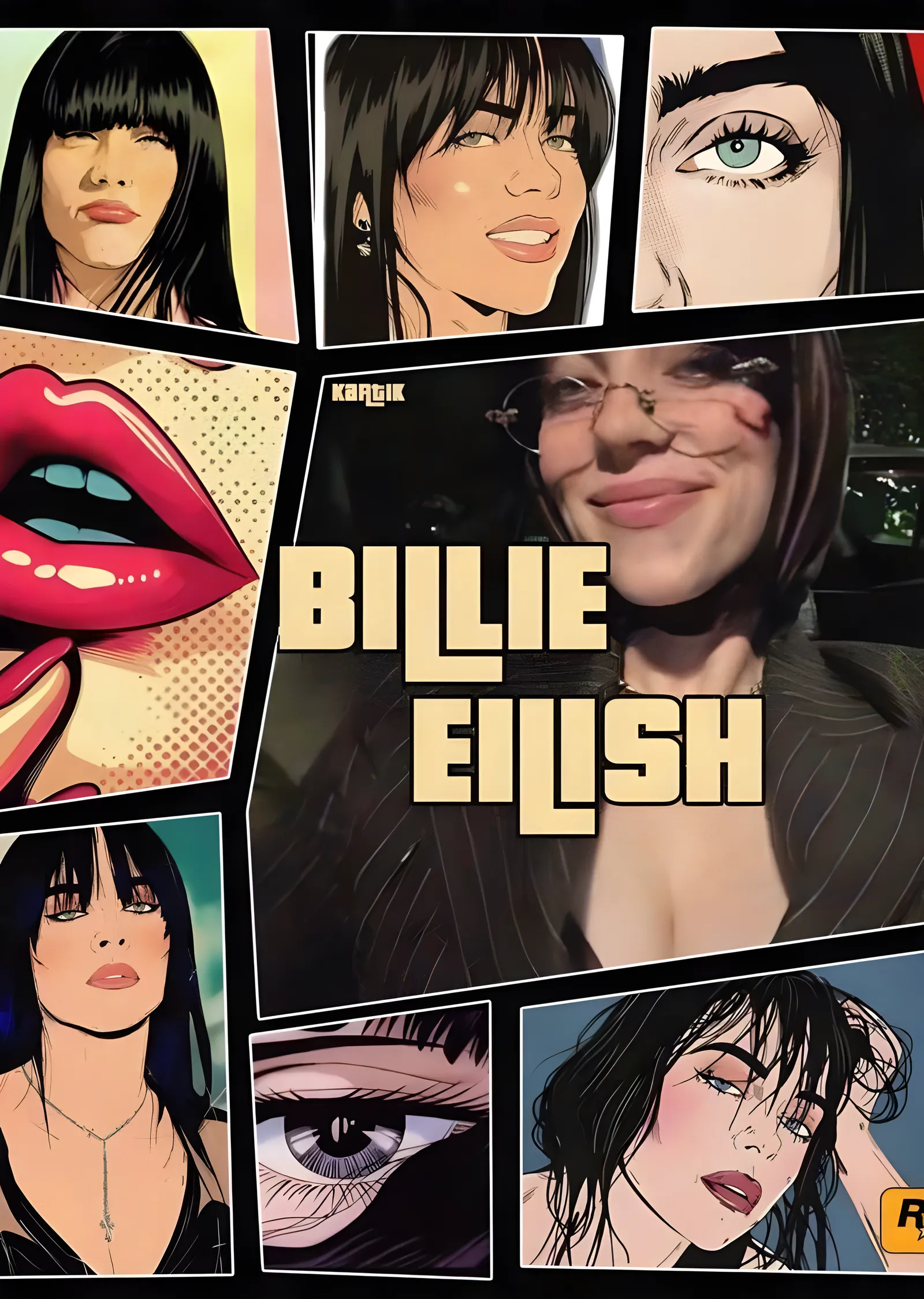 Billie Eilish: Çizgi Roman Karesi metal tablo