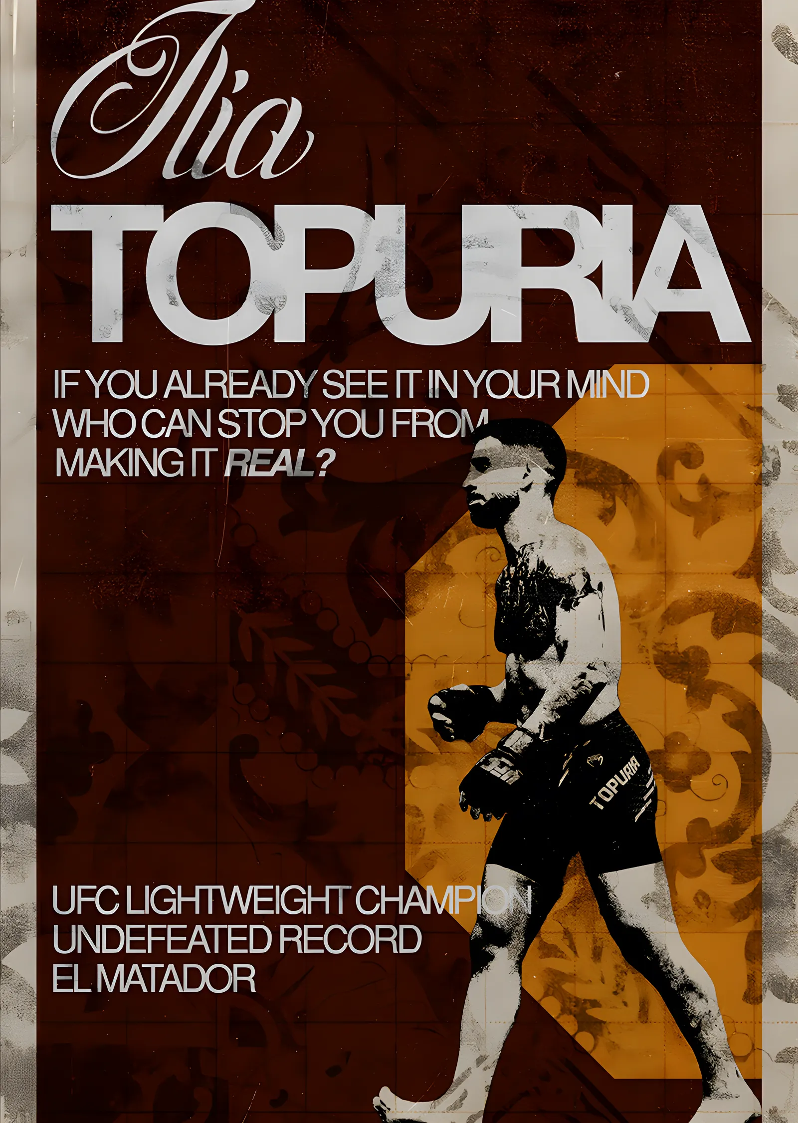Ilia Topuria - El Matador: Turuncu Vintage metal tablo