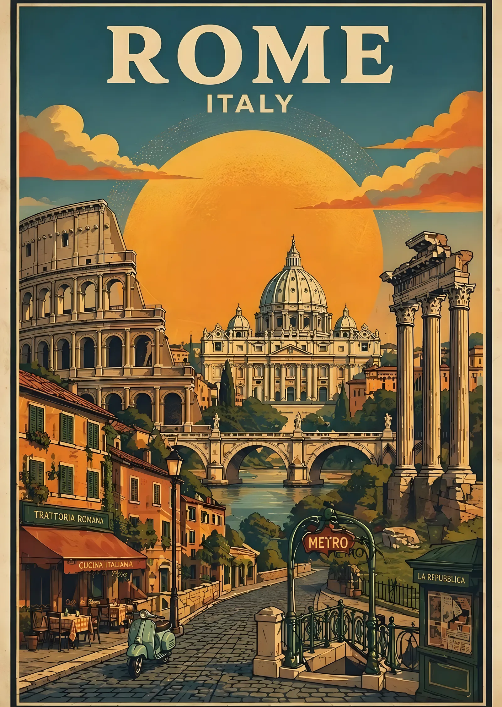 Roma Retro metal tablo