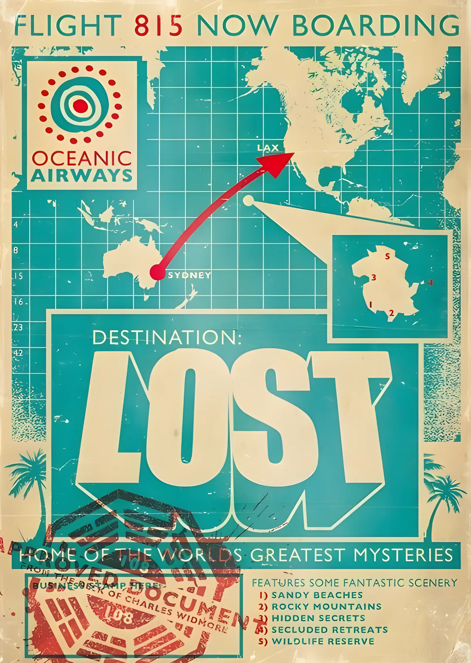 LOST: Flight 815 Now Boarding metal tablo