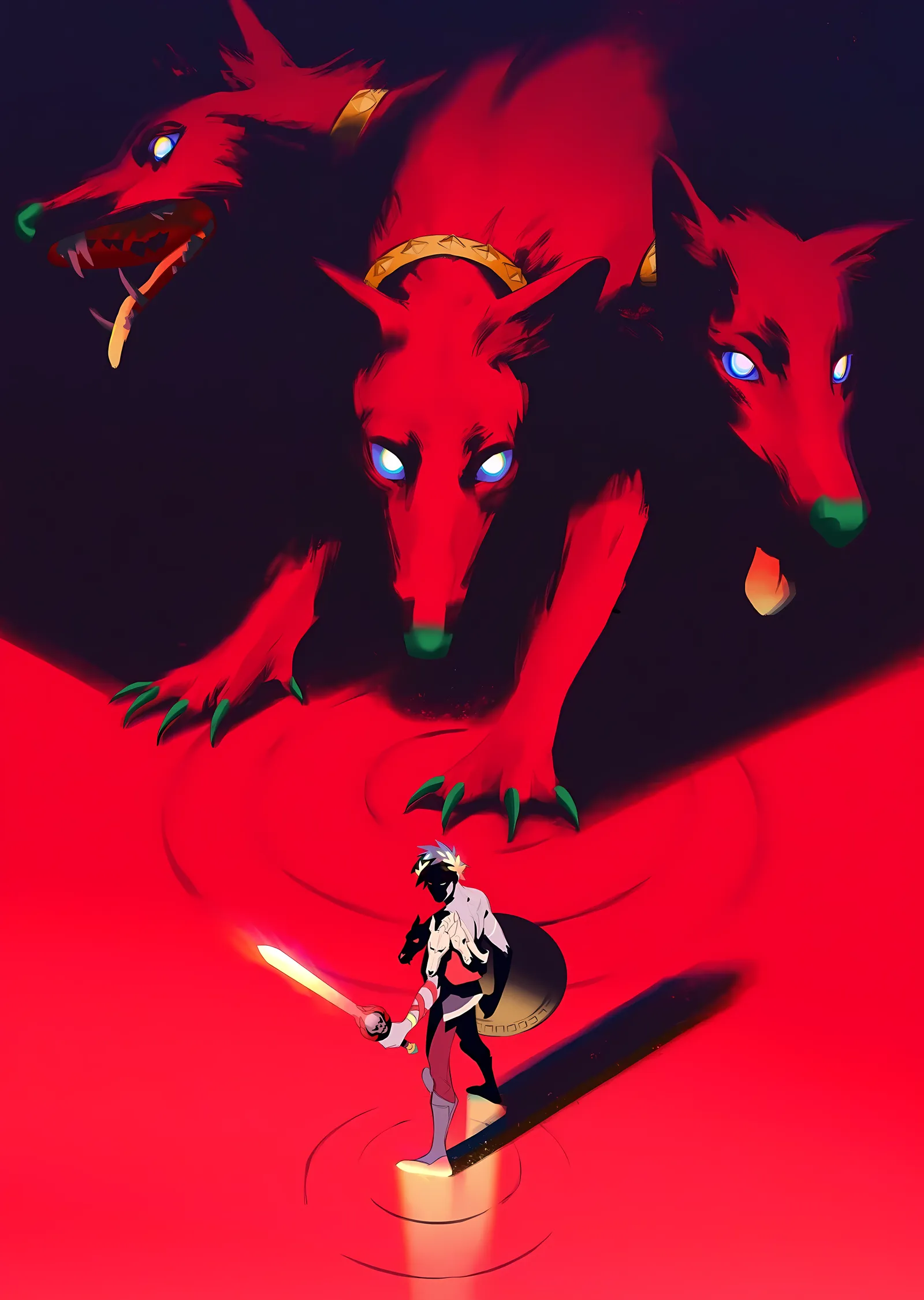 Cerberus ve Savaşçı metal tablo