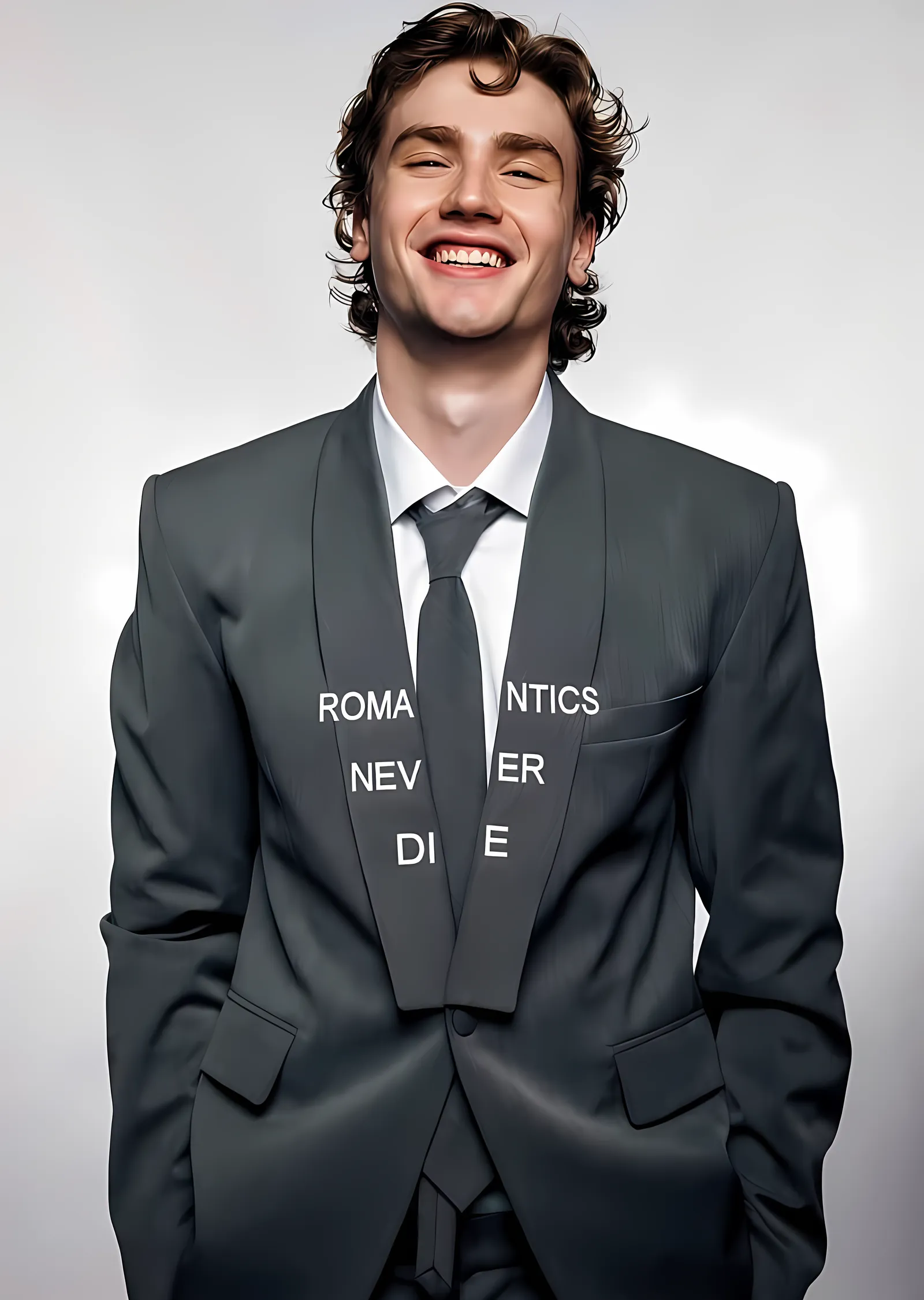 Romantics Never Die - Takım Elbiseli Gülümseme metal tablo