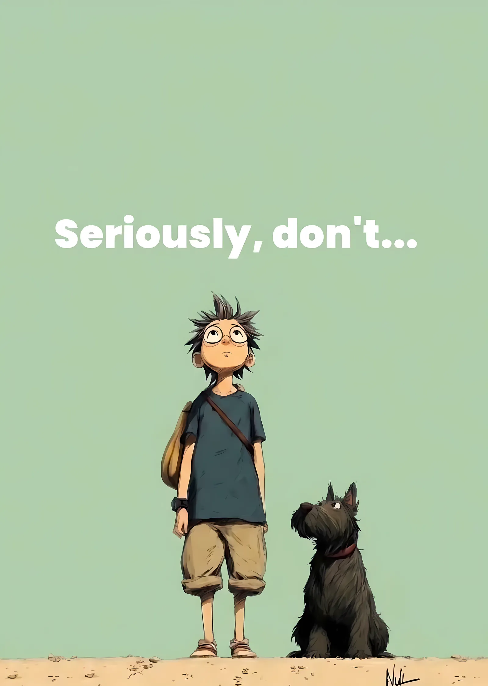 Seriously, Don't - Çocuk ve Köpeği metal tablo