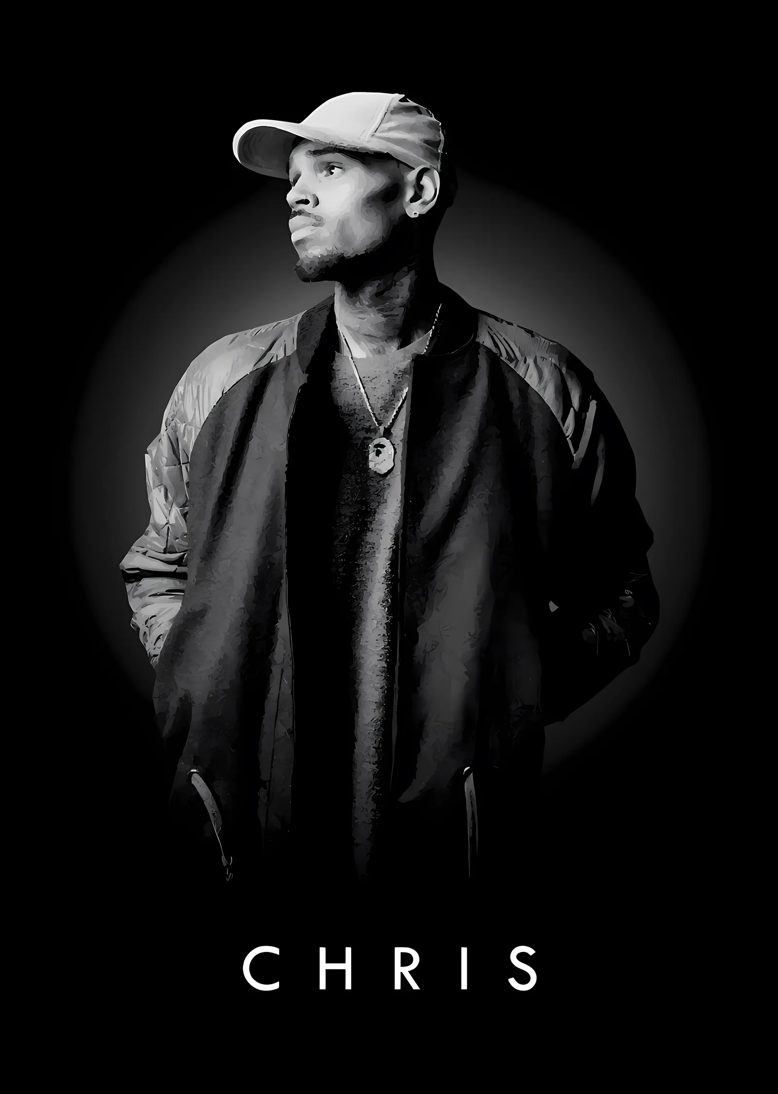 Chris Brown - Siyah Zeminde Profil metal tablo