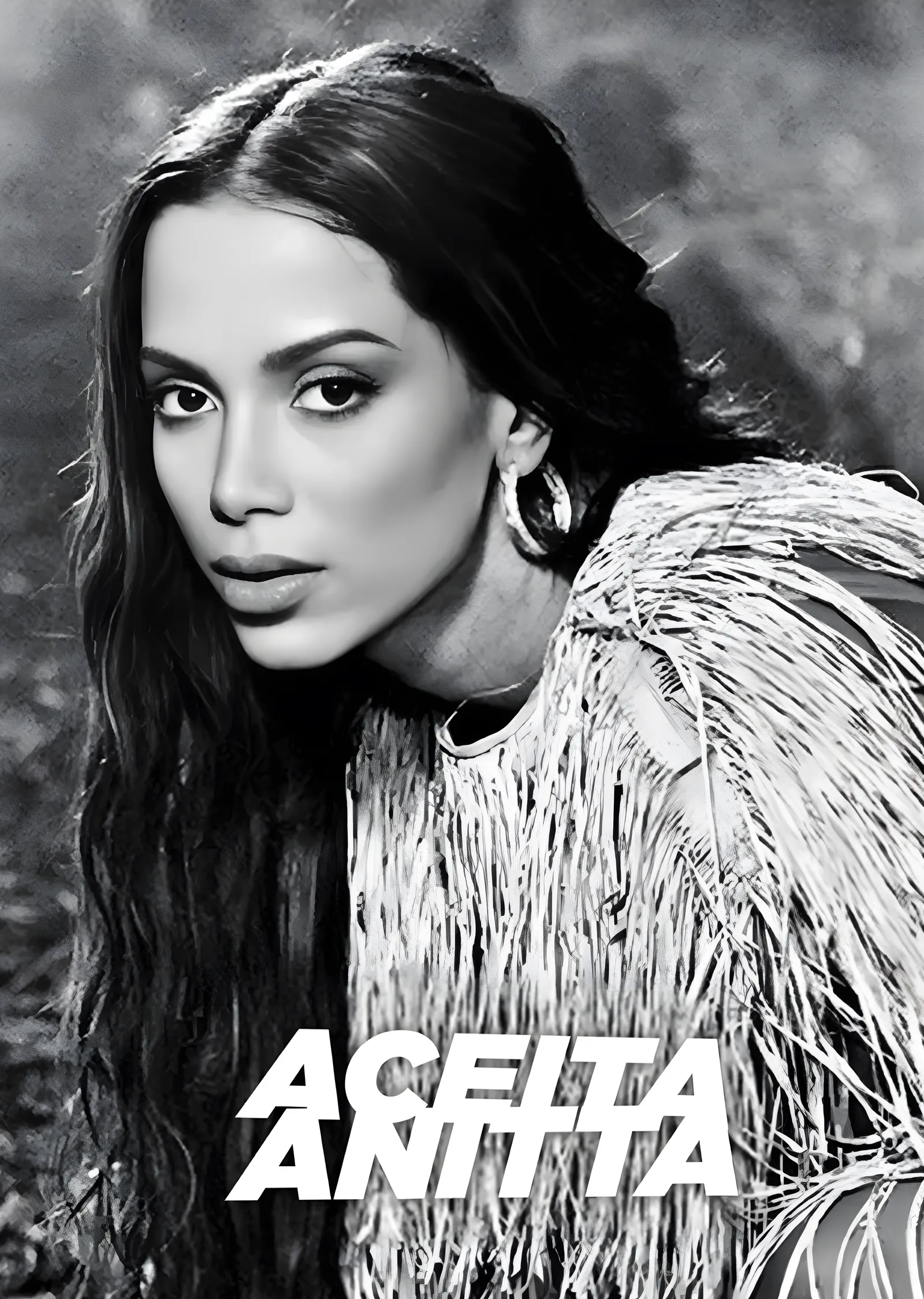 Anitta - Siyah Beyaz Tüylü Ceket metal tablo