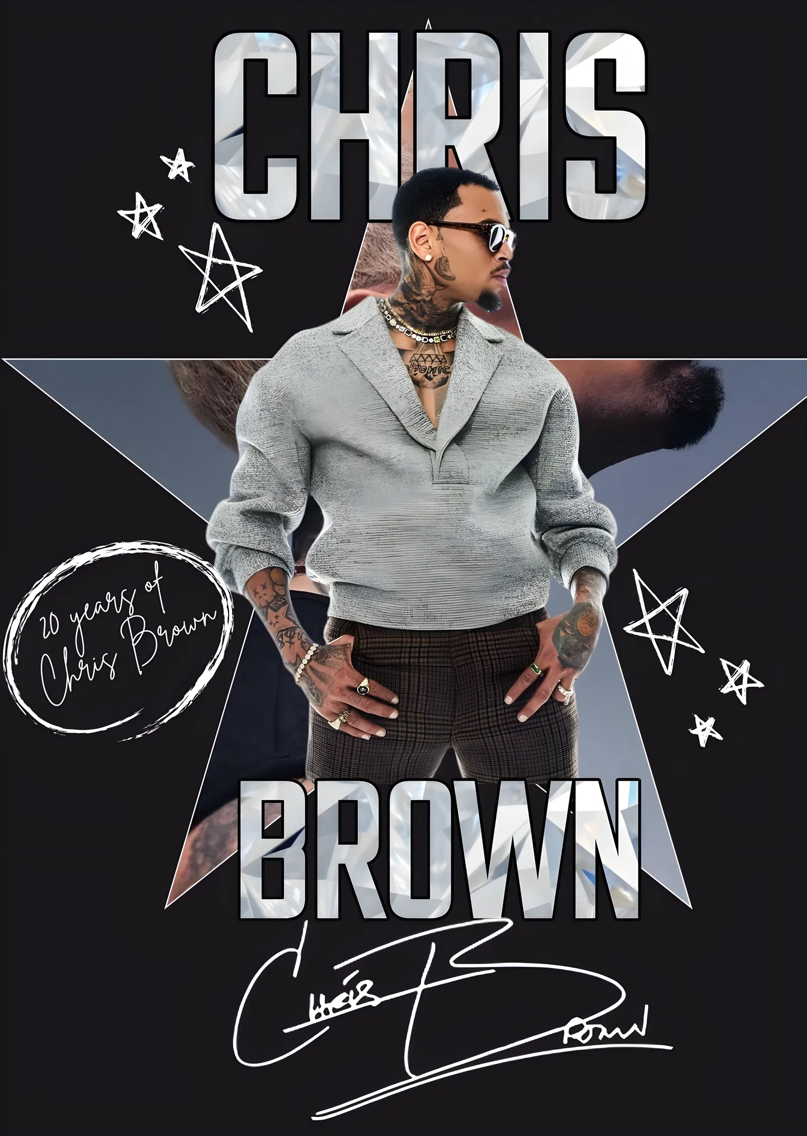 Chris Brown - Yirminci Yıl Afişi metal tablo