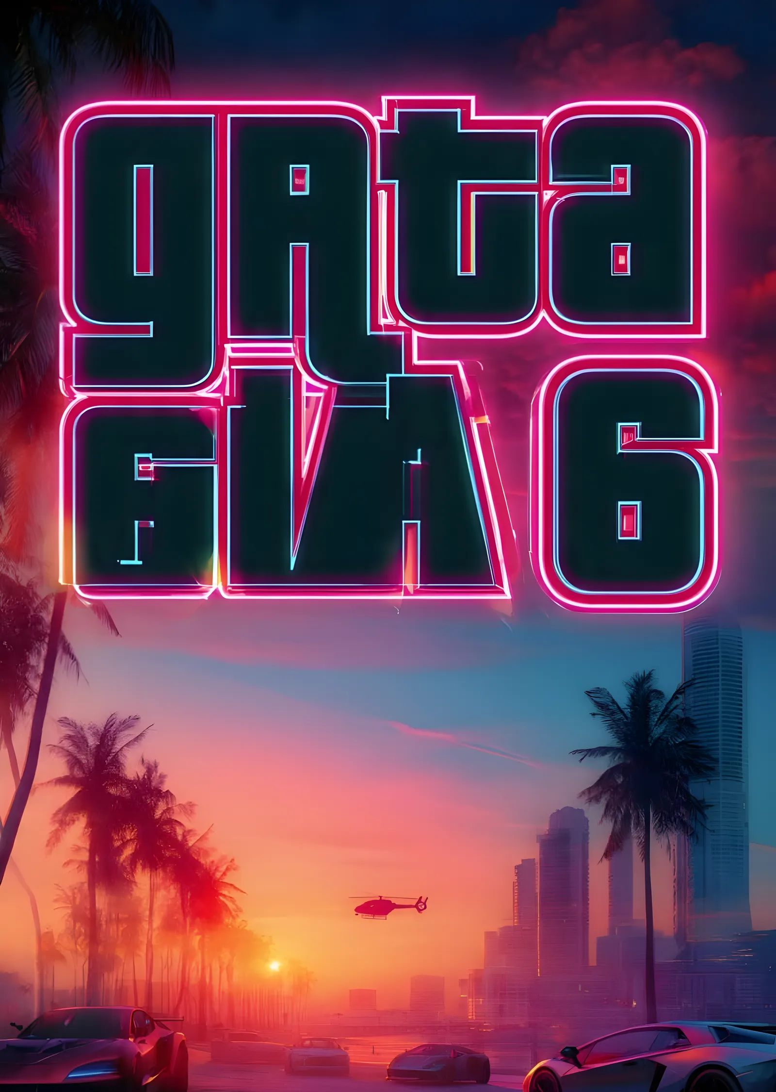 Grand Theft Auto VI - Neon Tabela metal tablo