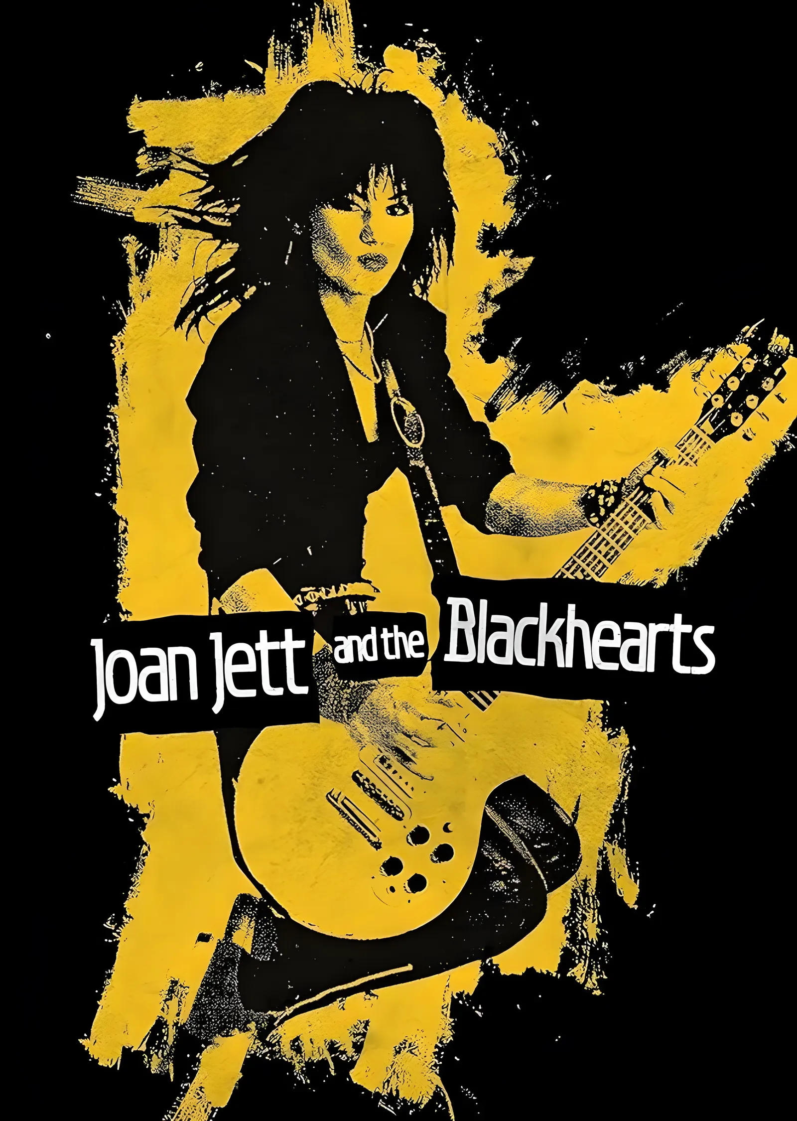 Joan Jett and the Blackhearts - Sarı Zeminde Gitar metal tablo