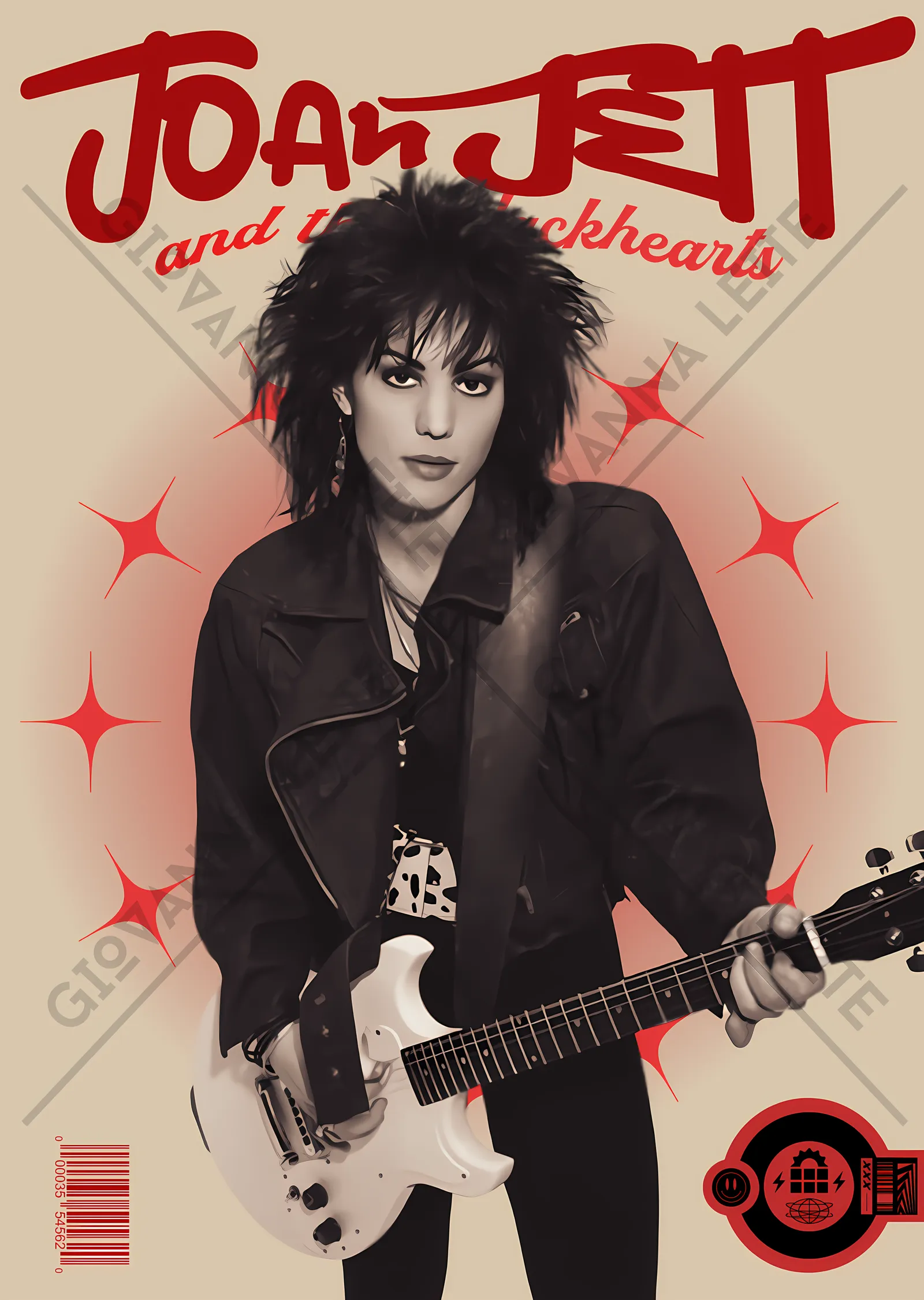 Joan Jett and the Blackhearts - Krem Zeminde Portre metal tablo