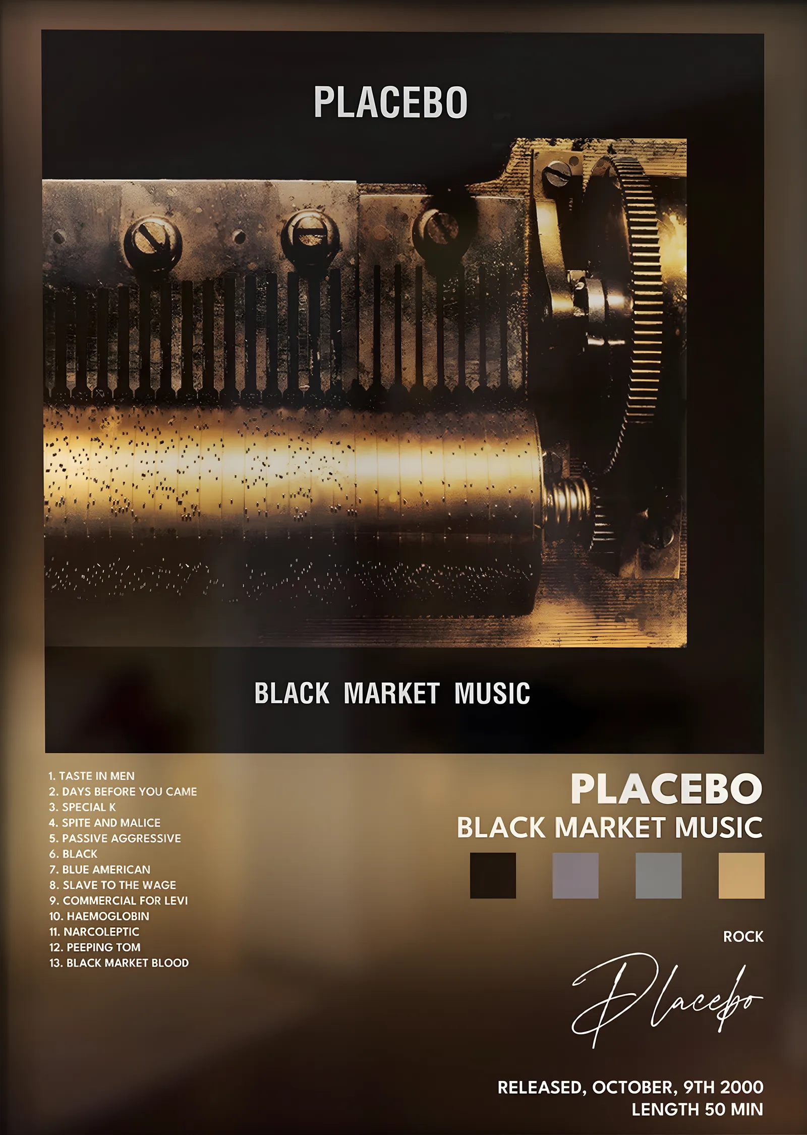 Placebo: Black Market Music metal tablo