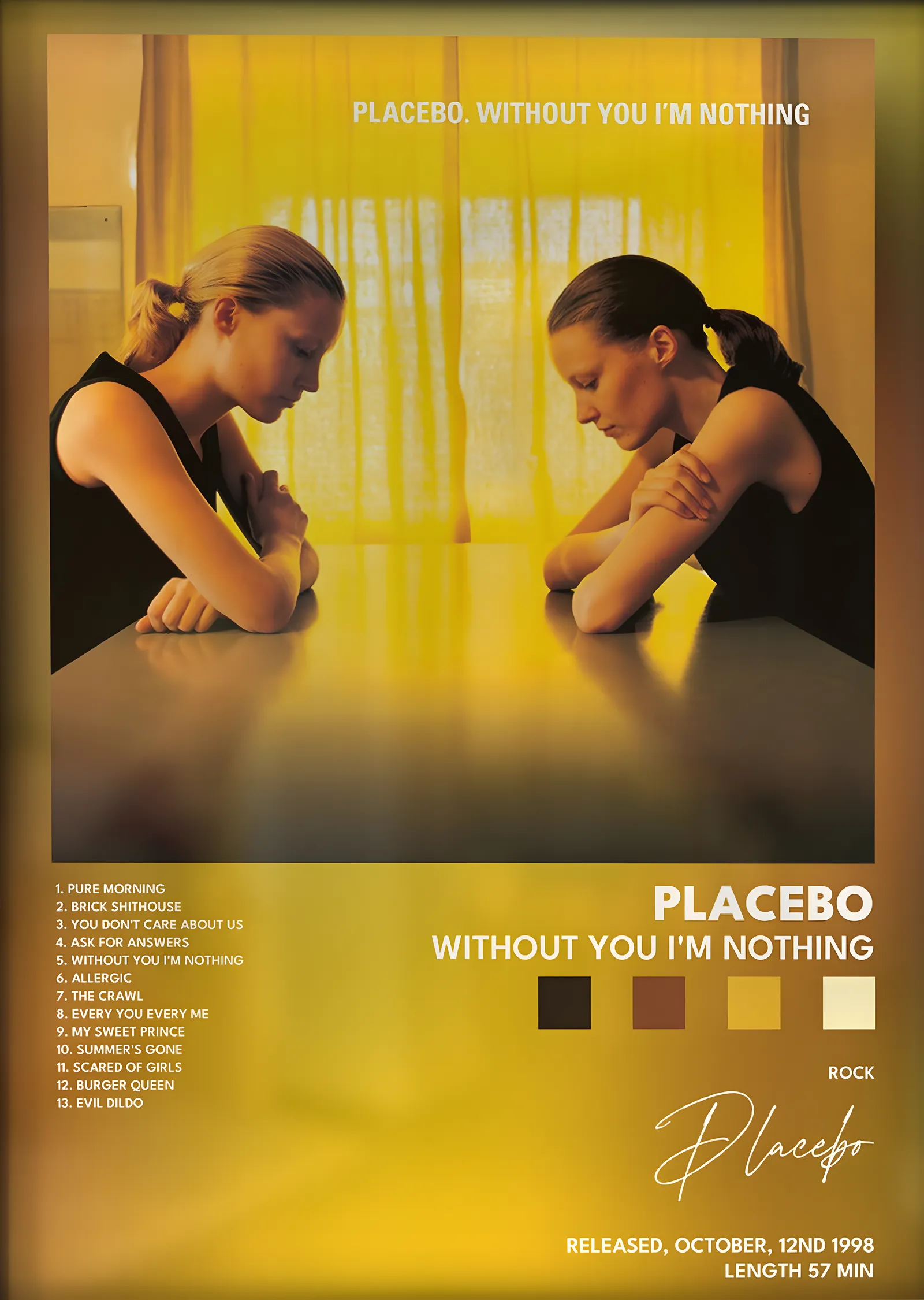 Placebo: Without You I'm Nothing metal tablo