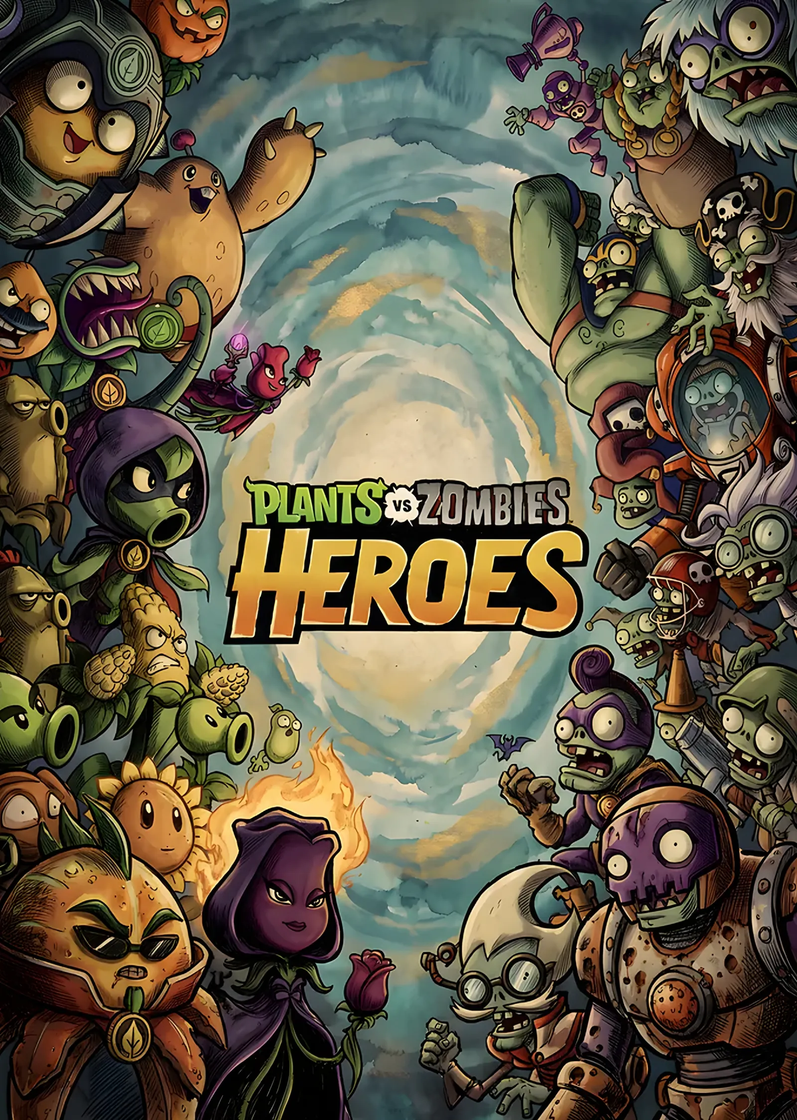 Plants vs Zombies Heroes: Girdapta Karakter Kalabalığı metal tablo