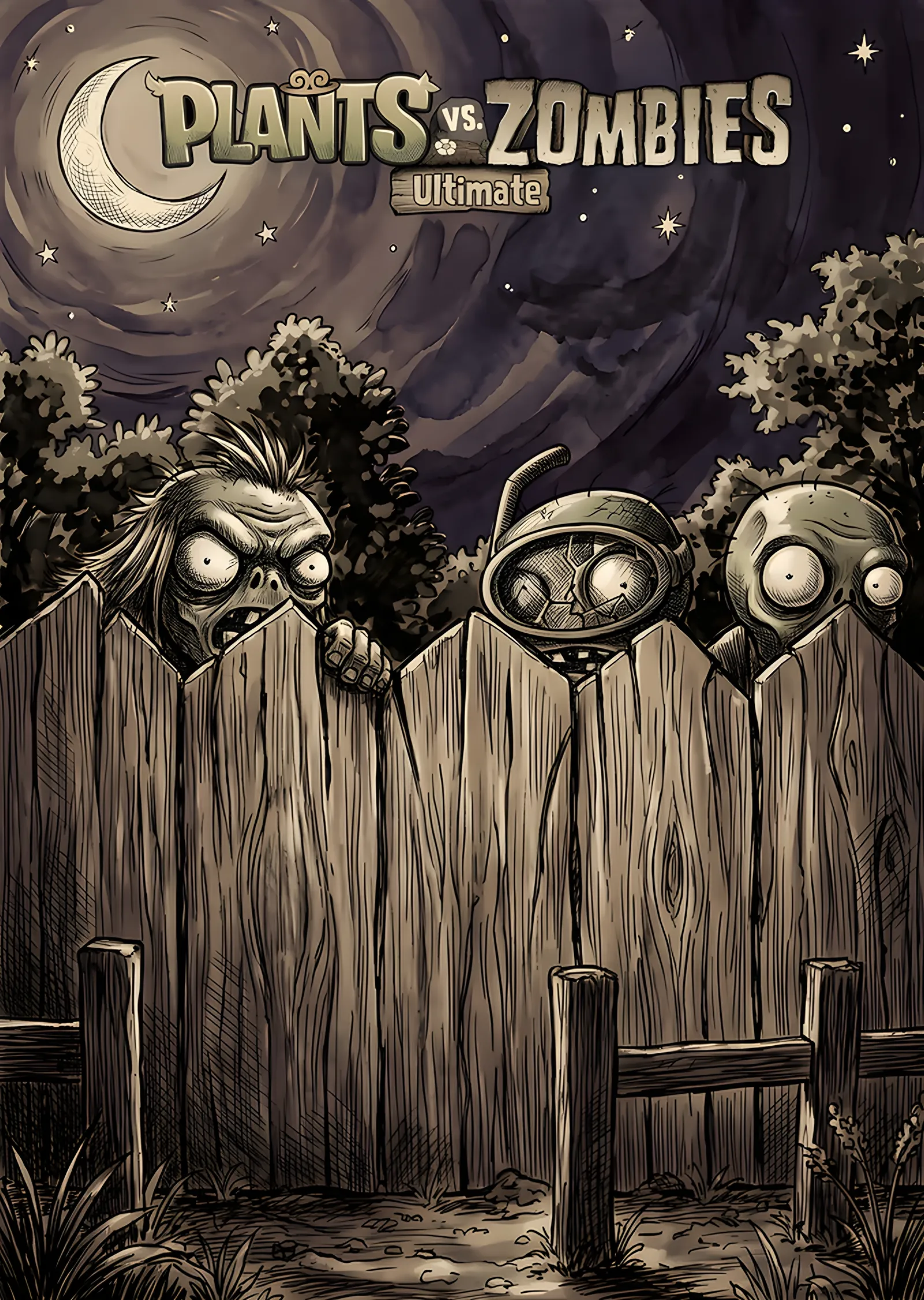 Plants vs Zombies Ultimate: Ay Işığında Çitte Zombiler metal tablo
