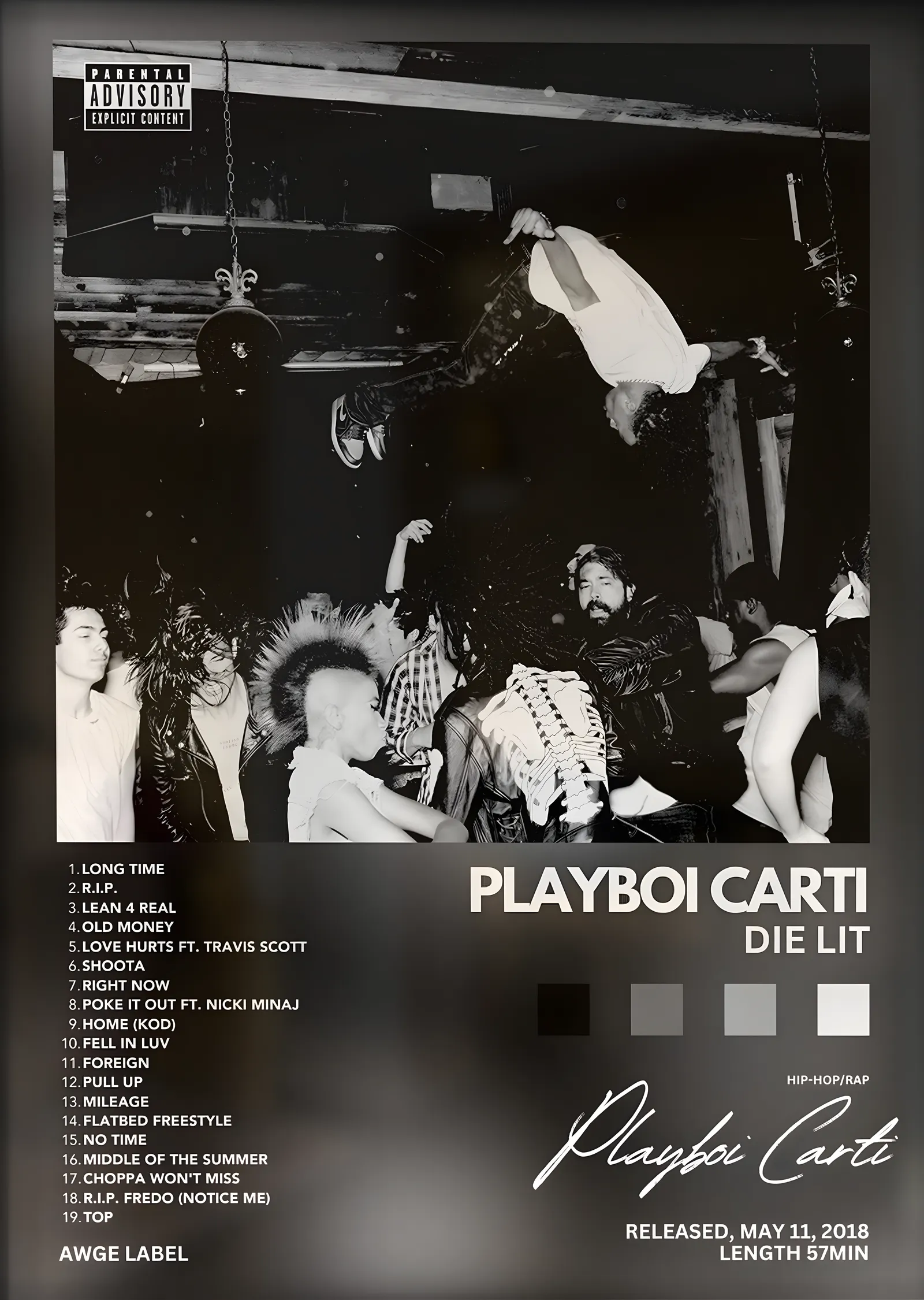 Playboi Carti: Die Lit metal tablo