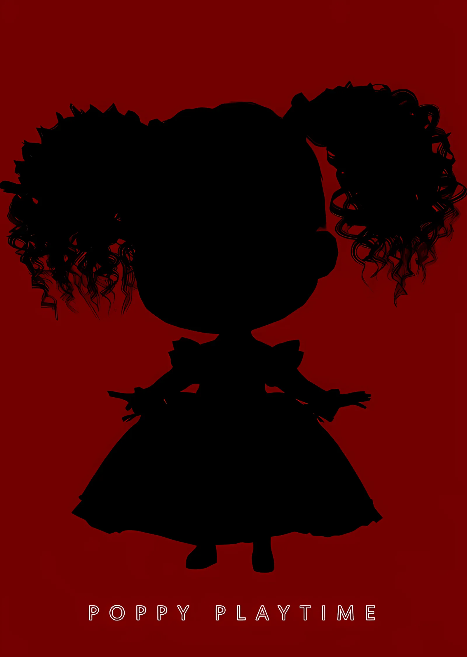 Poppy Playtime: Kızıl Zeminde Bebek Silüeti metal tablo