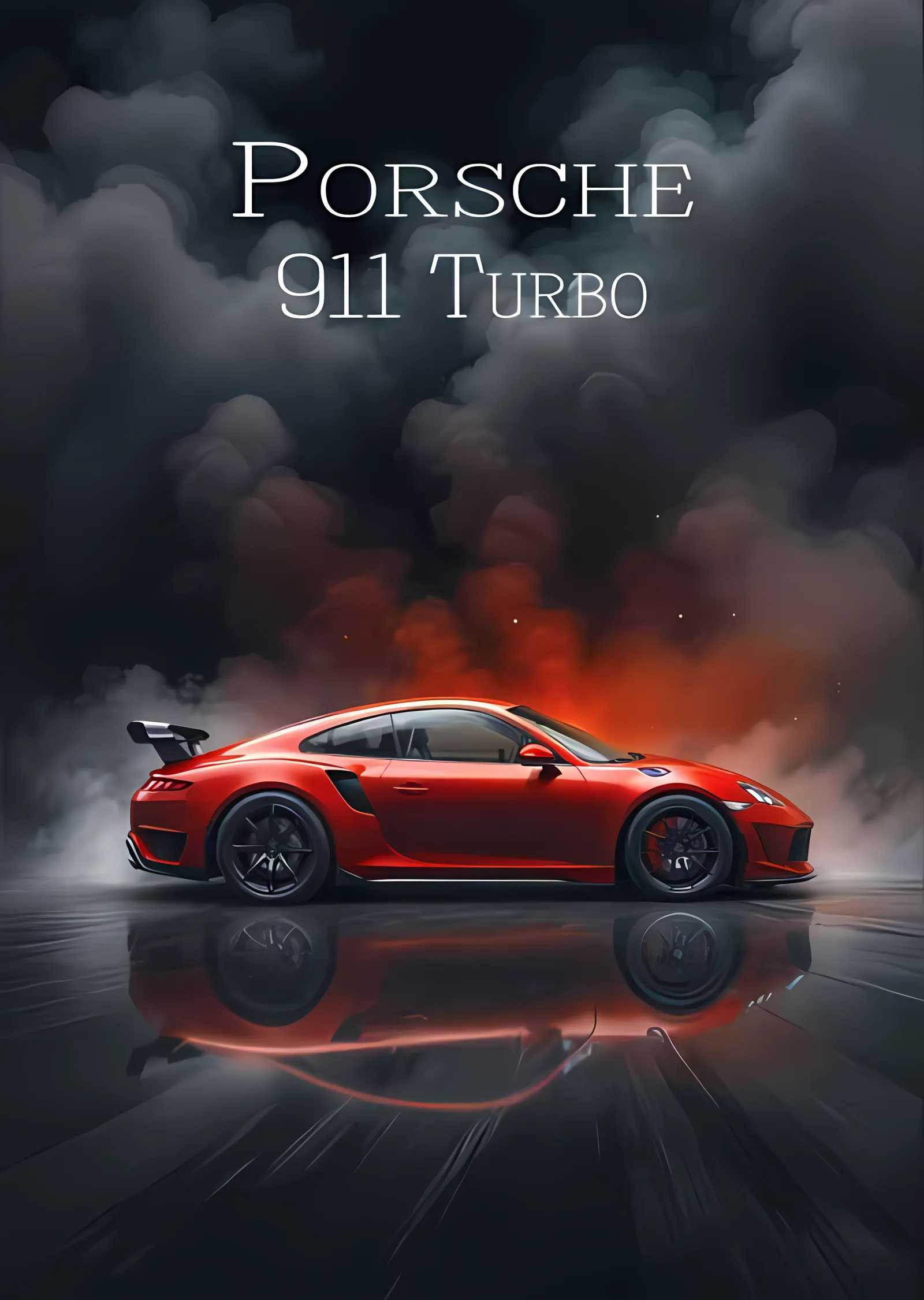 Porsche 911 Turbo - Duman ve Yansıma metal tablo