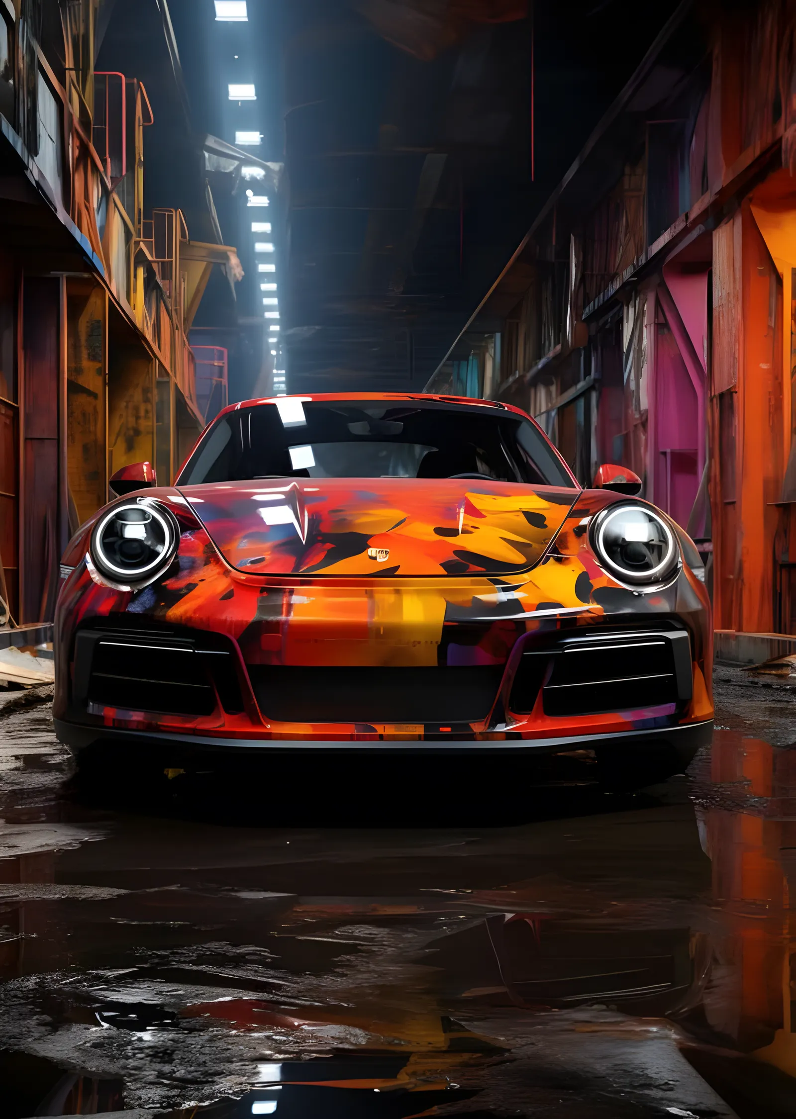 Porsche 911 - Sıçrama Boya Kaplama metal tablo