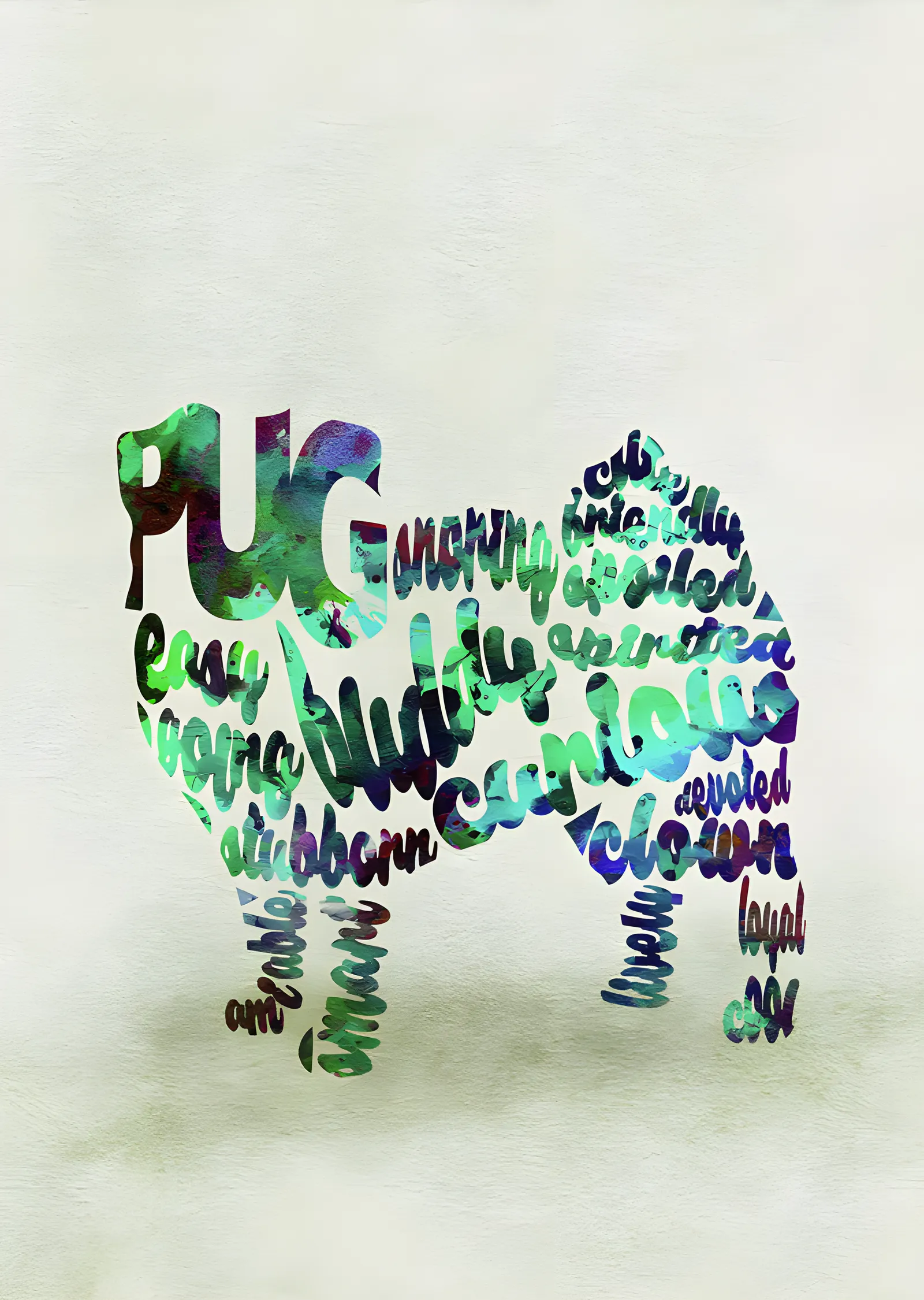 Pug - Tipografi metal tablo