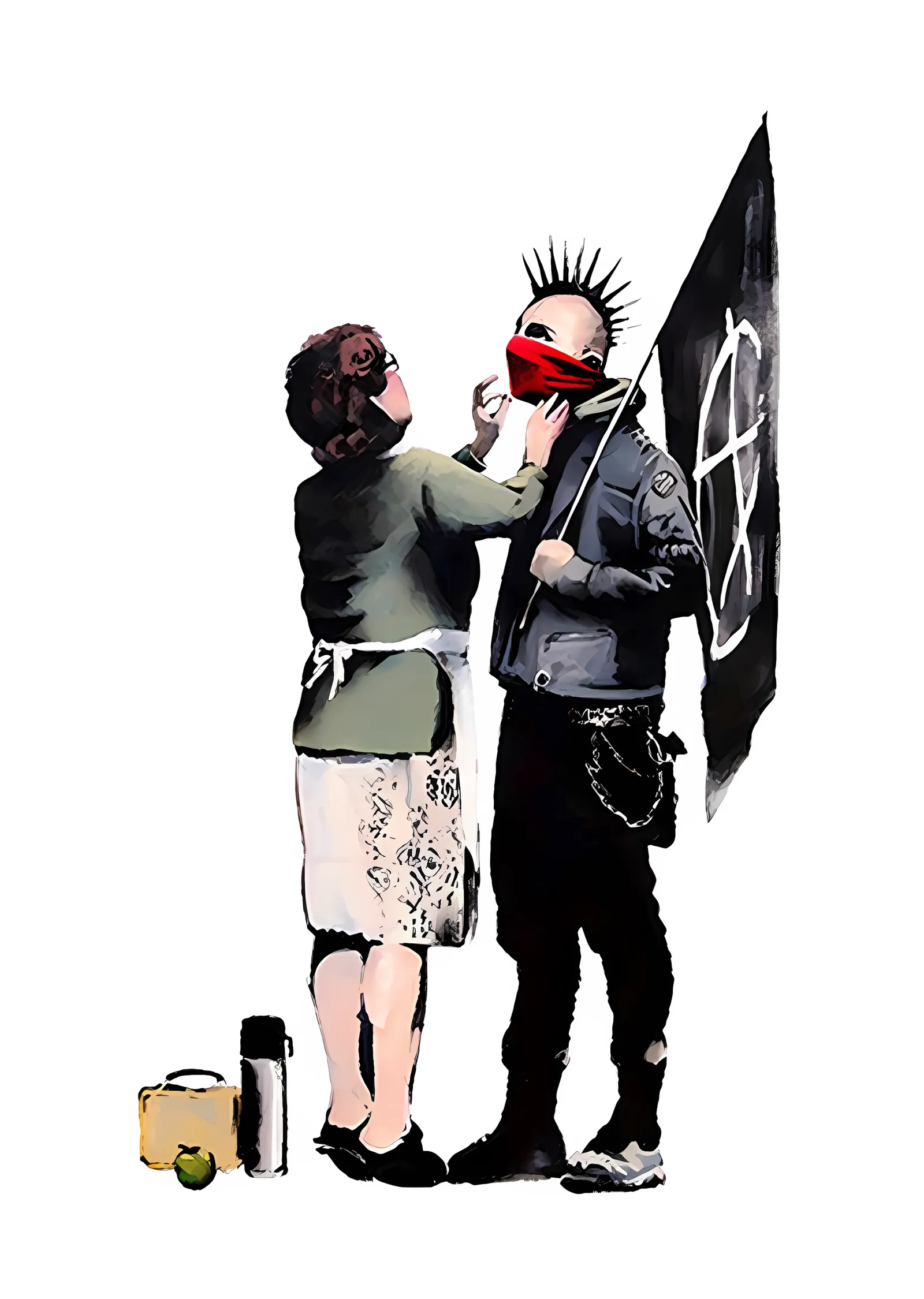 Banksy - Anarşist Punk ve Annesi metal tablo