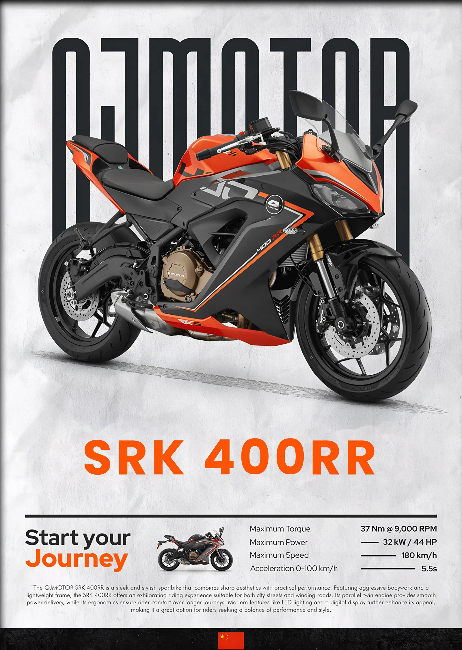 QJMOTOR SRK 400RR Turuncu metal tablo