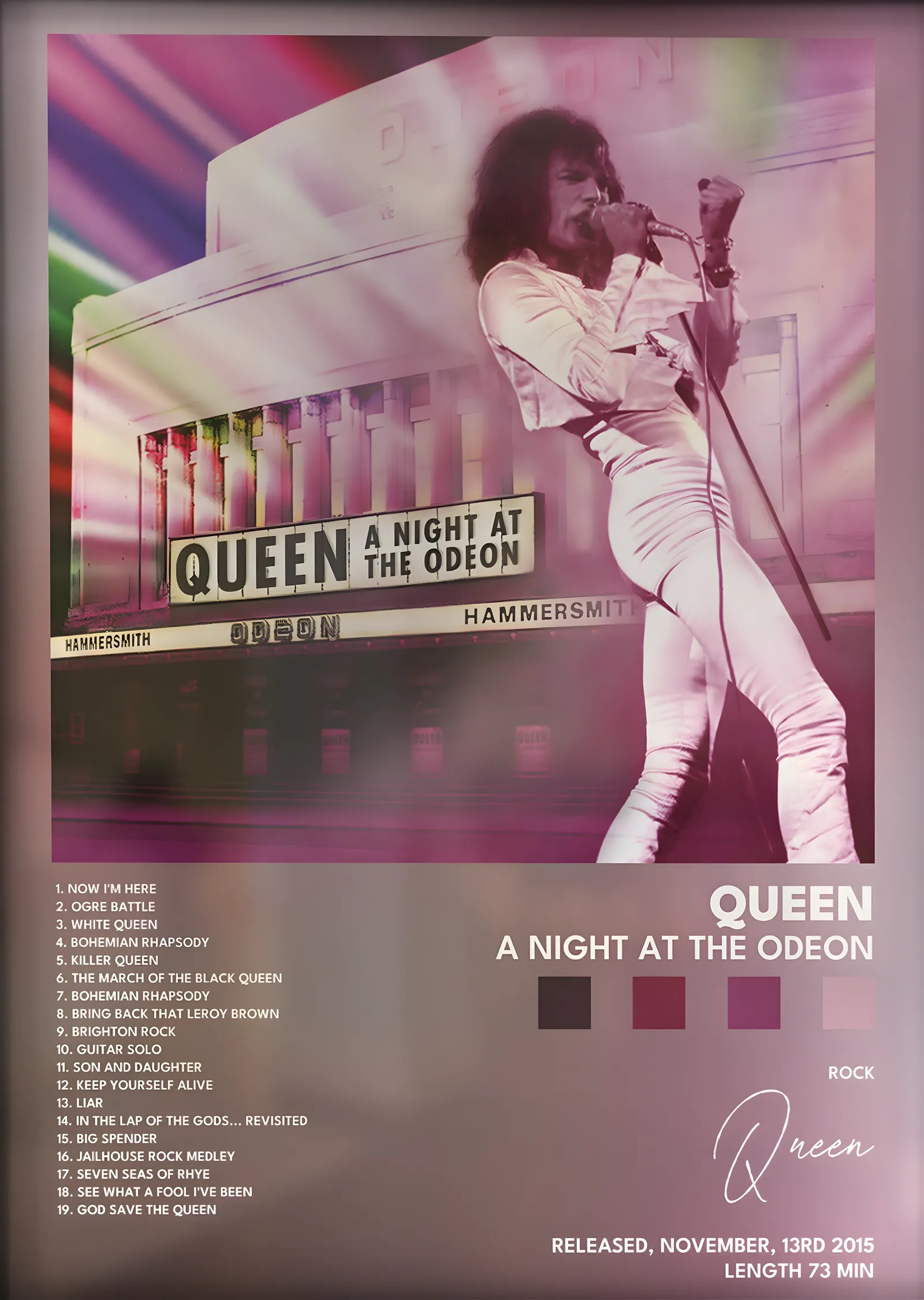 Queen: A Night at the Odeon metal tablo