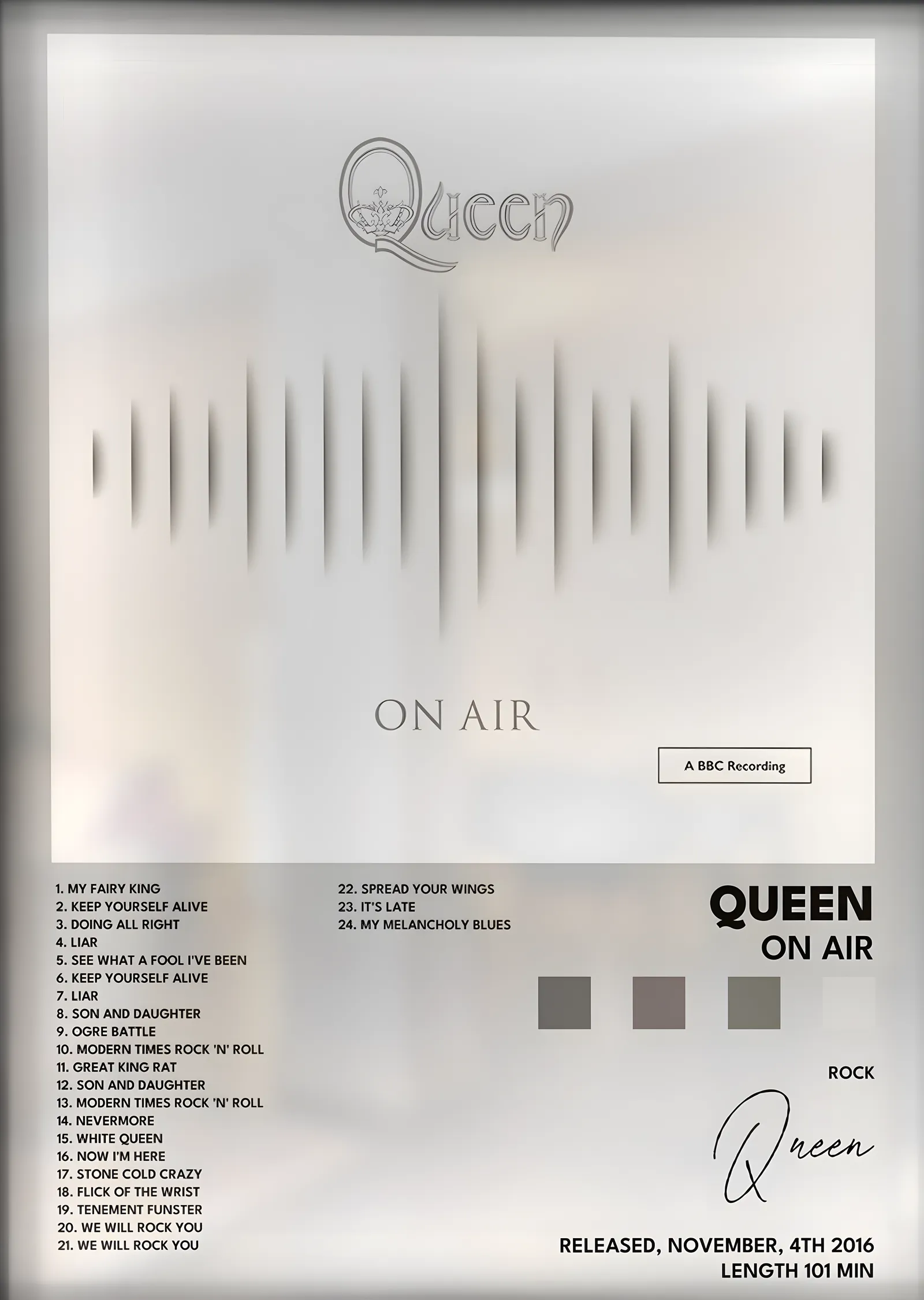 Queen: On Air metal tablo