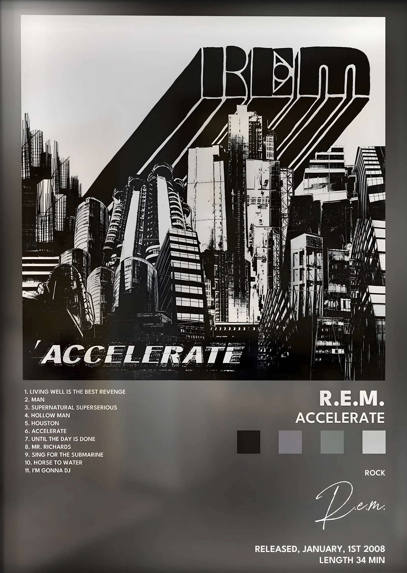 R.E.M.: Accelerate metal tablo