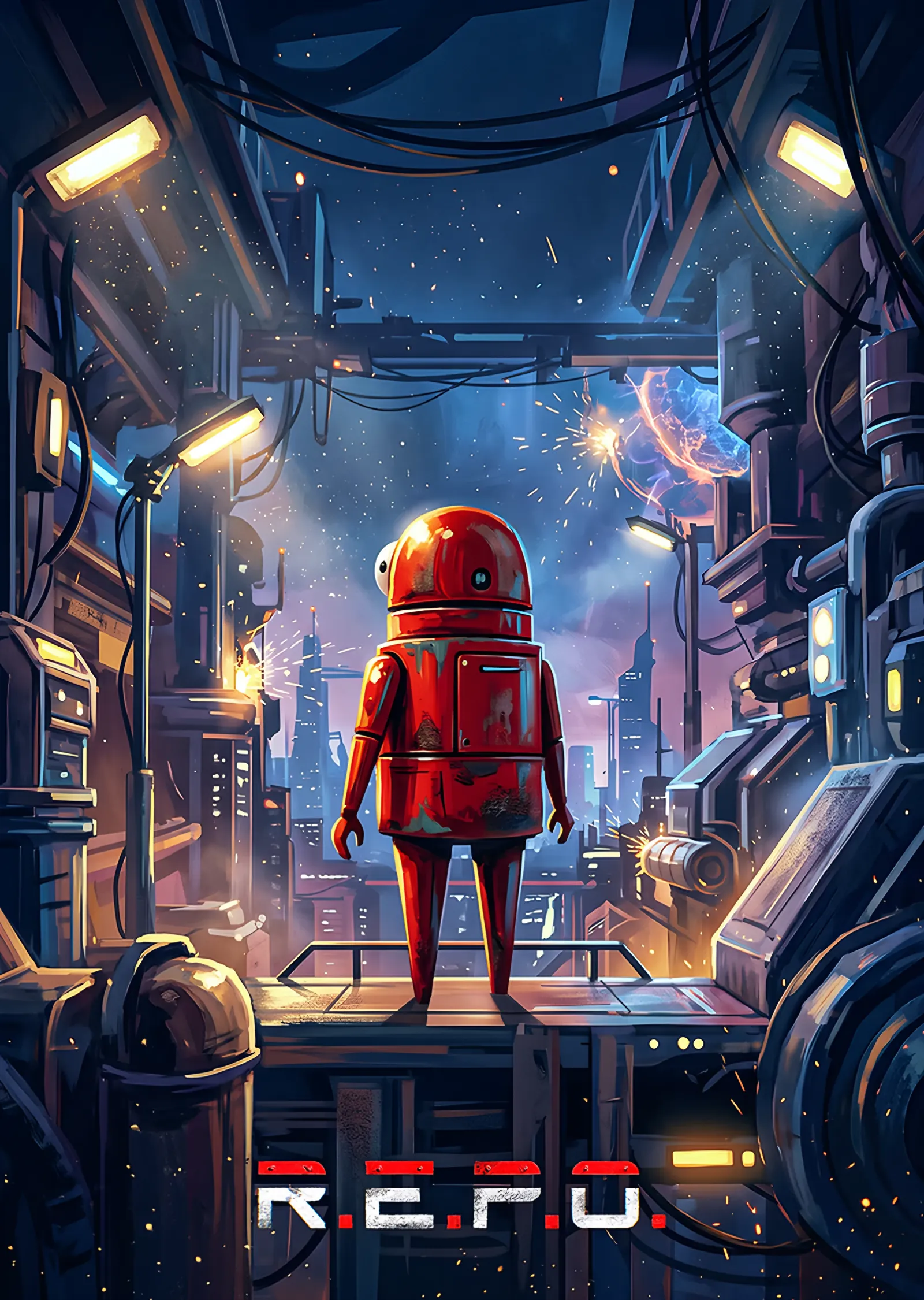 R.E.P.O.: Fabrikada Kırmızı Robot metal tablo