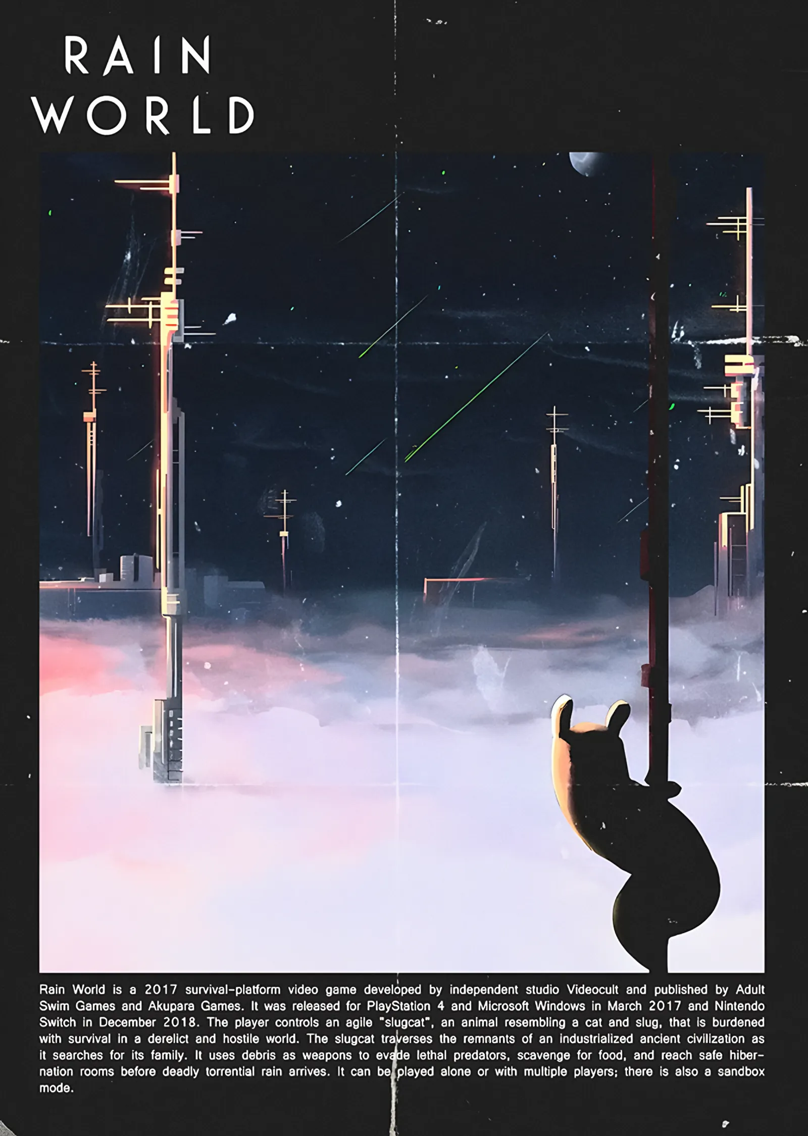 Rain World: Direklerin Arasında Slugcat metal tablo