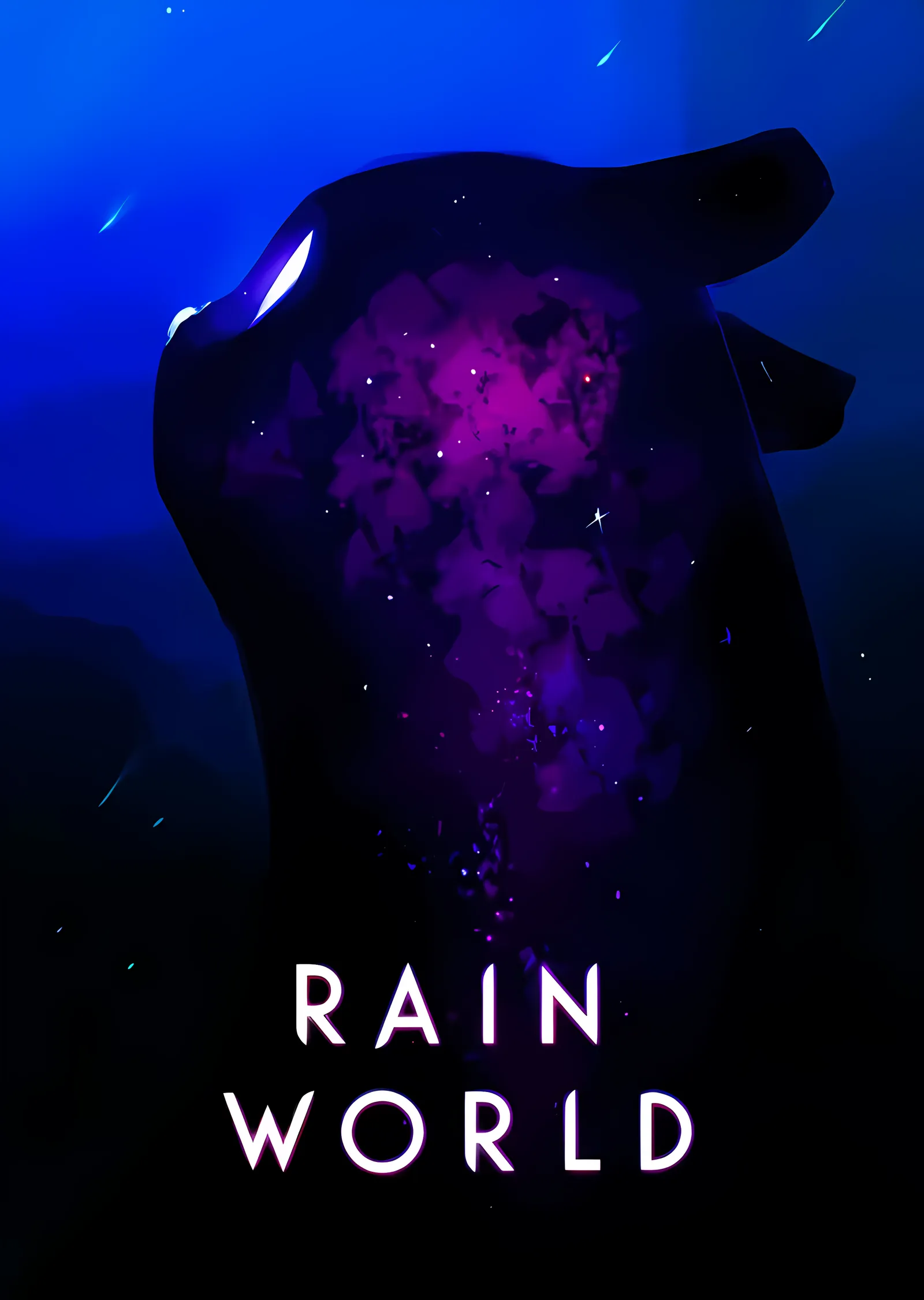 Rain World: Yıldızlarla Dolu Slugcat Silüeti metal tablo