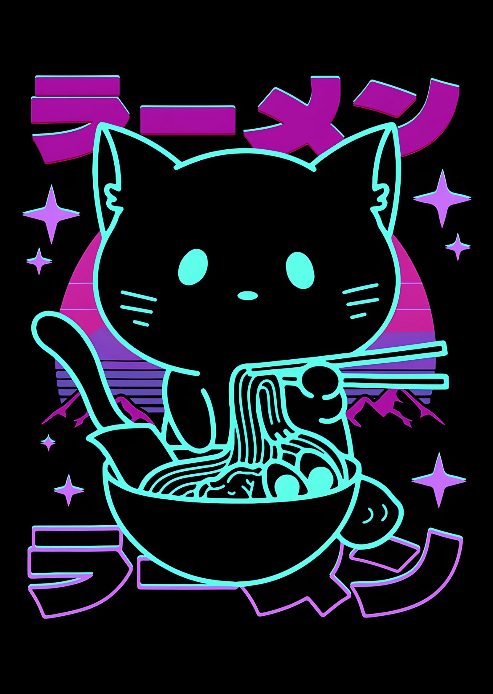 Ramen Yiyen Neon Kedi metal tablo
