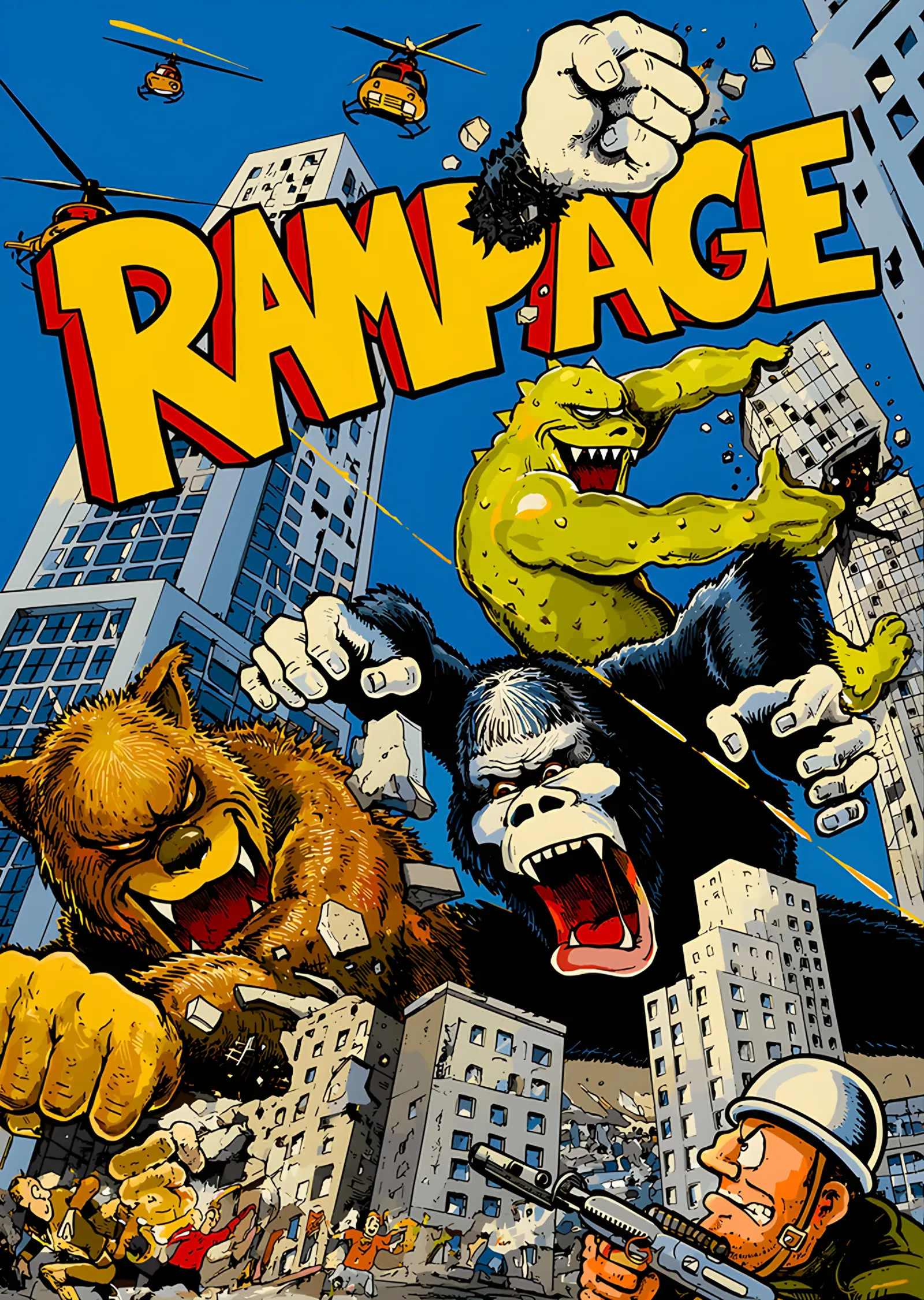 Rampage: Şehirde Üç Dev Canavar metal tablo
