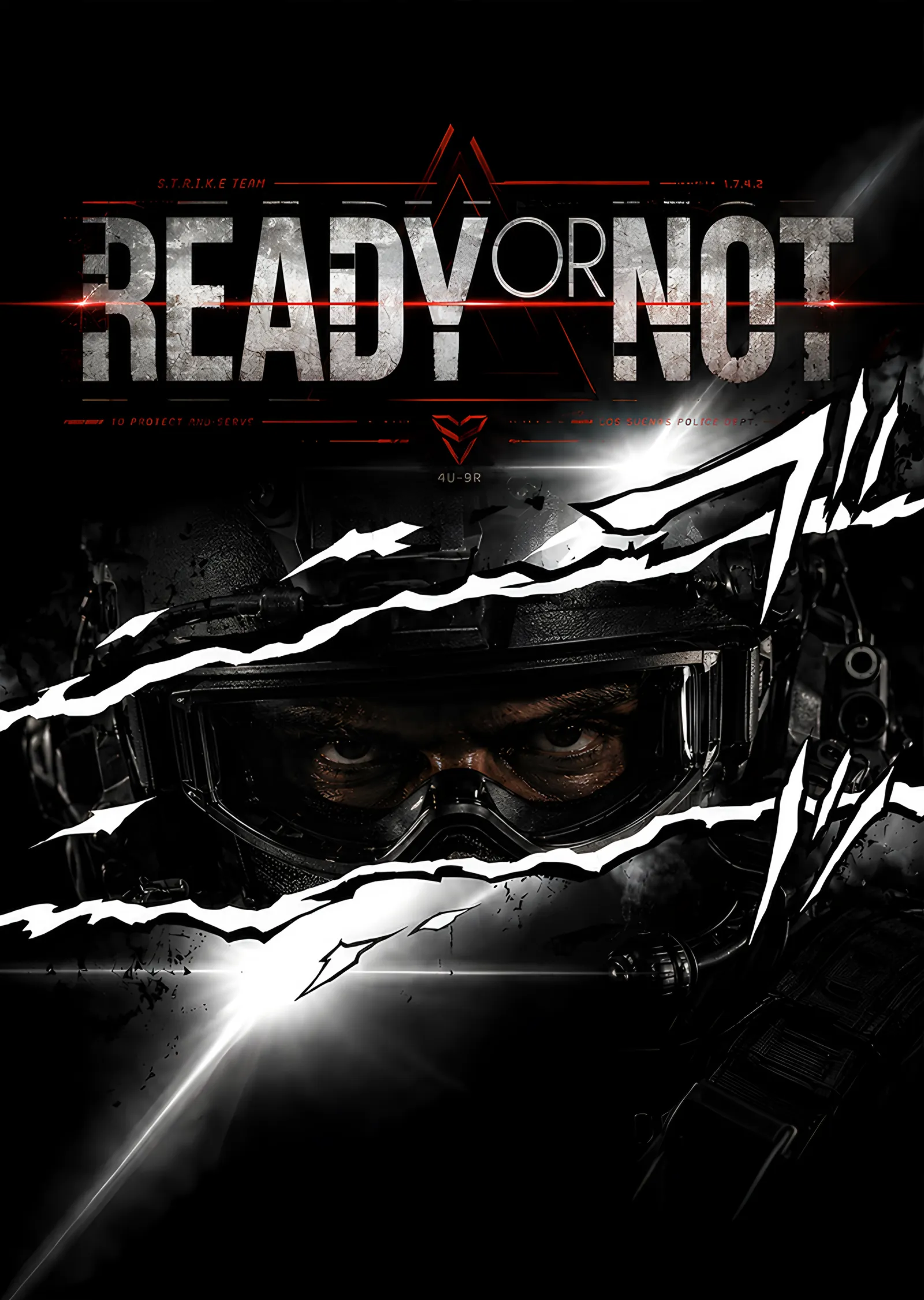 Ready or Not: Pençe İziyle Yarılan Kask metal tablo