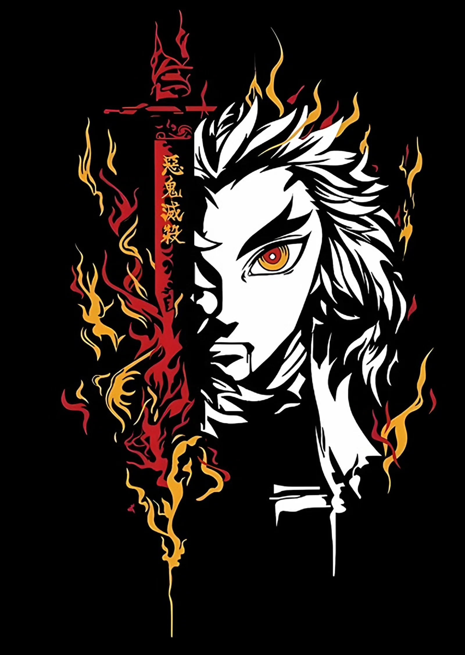 Rengoku Alev Yarısı metal tablo